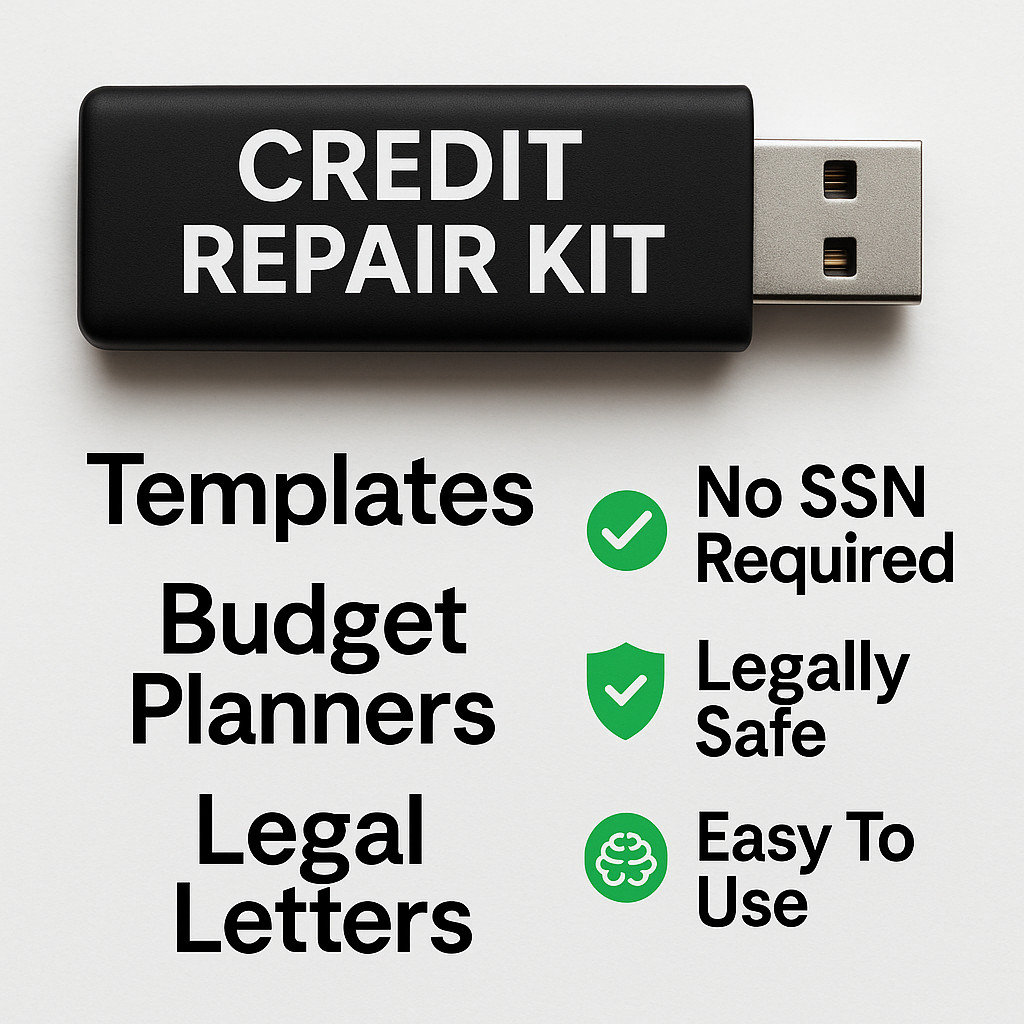 ✅DIY Credit Repair Kit  | Templates, Dispute Letters, Budget Planner | Ships USB
