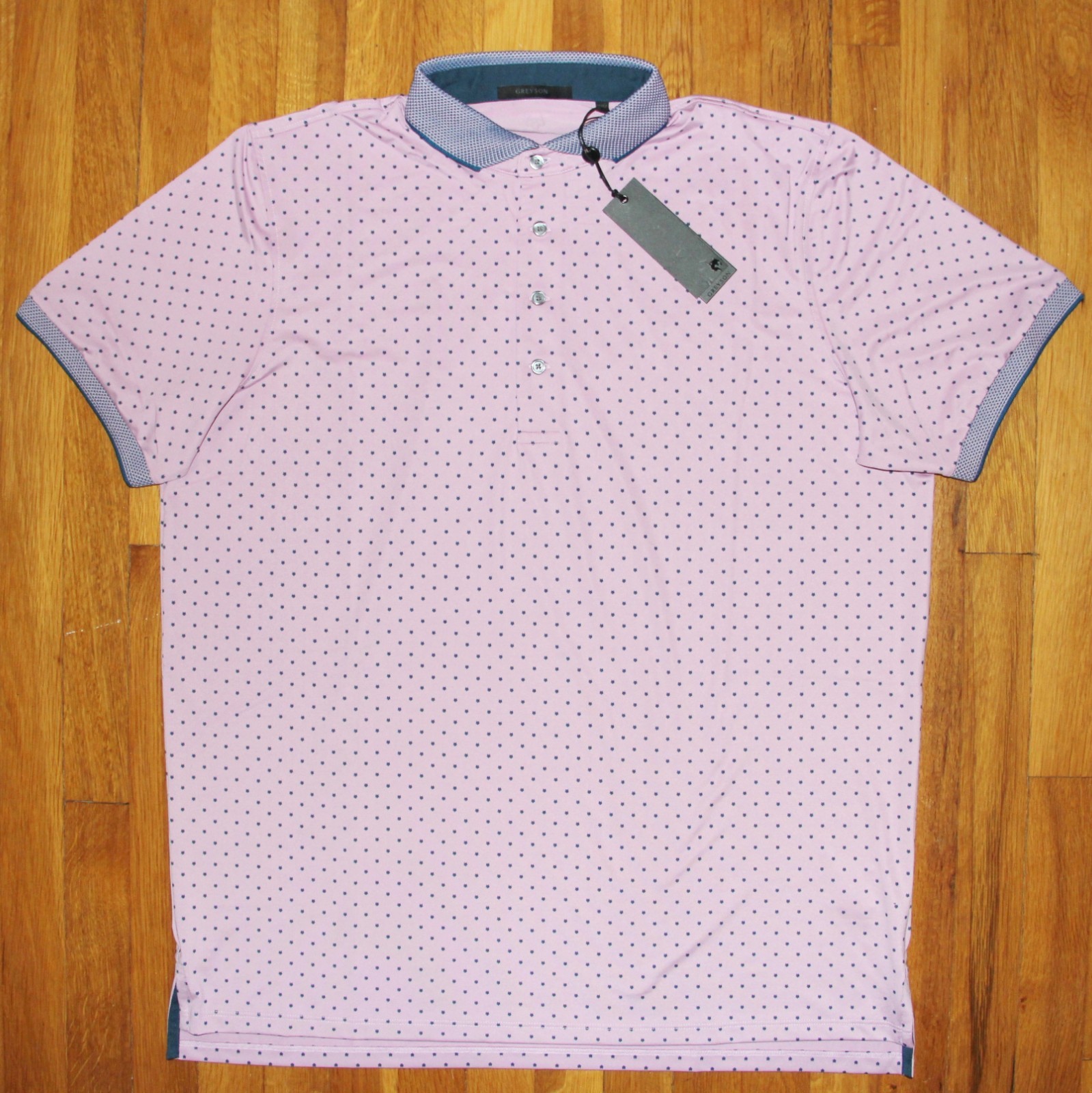 Greyson Icon Golf Polo Shirt Mens L Mavue Mist Short Sleeve New $118 Greyson Icon Golf Polo Shirt Mens L Mavue Mist Short Sleeve New $118