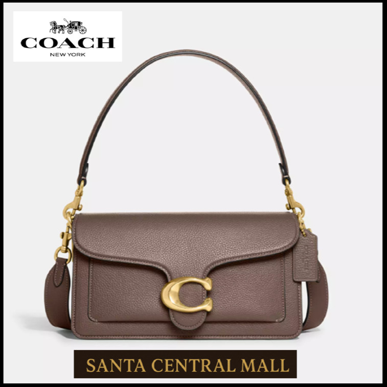 COACH CH857 Tabby Shoulder Bag 26 Polished Pebble Leather Dark Stone Outlet New