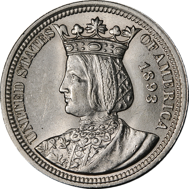 1893 Isabella Commem Quarter Choice BU Blast White Great Eye Appeal