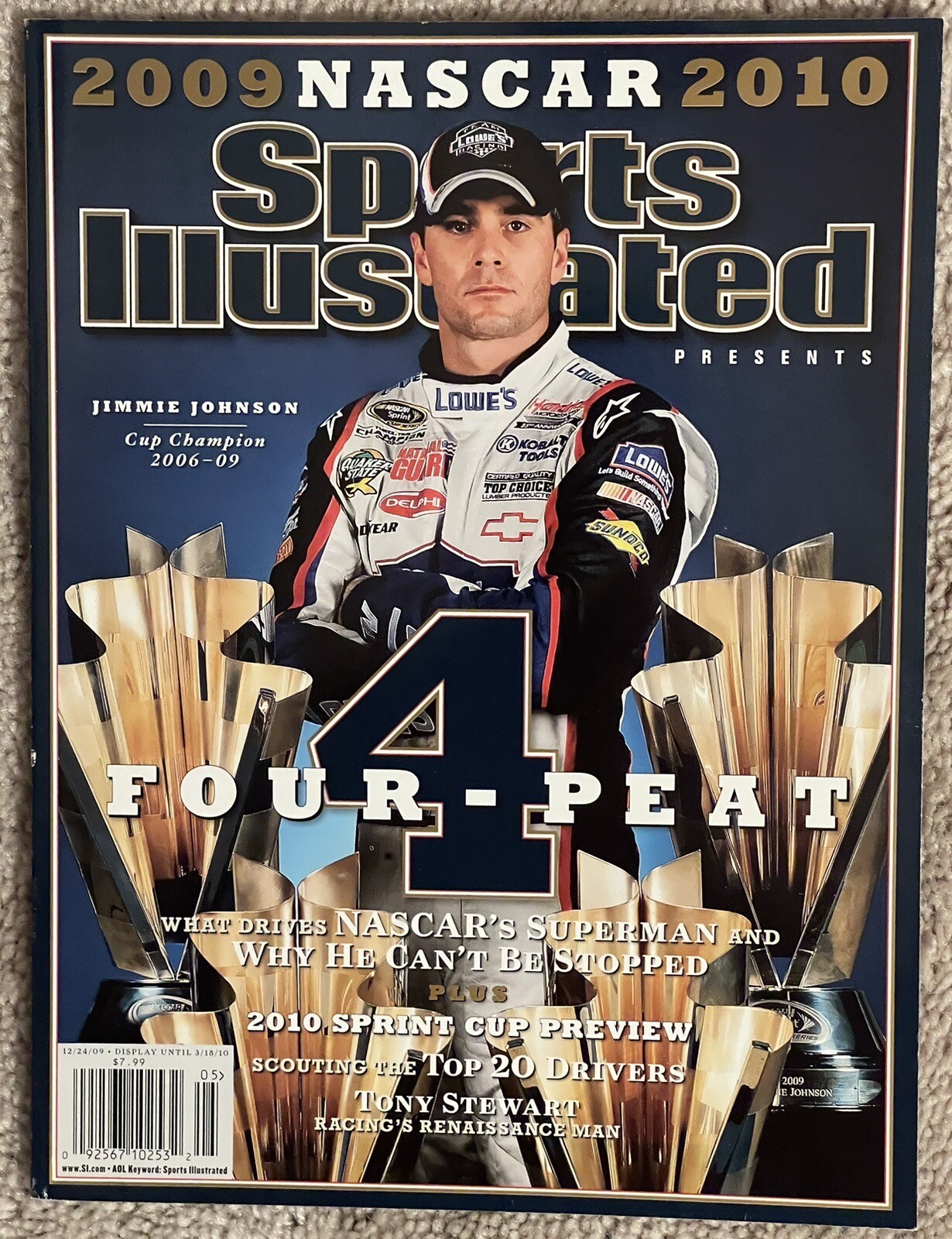 SPORTS ILLUSTRATED 2010 JIMMIE JOHNSON 2009 NASCAR 2010 FOUR-PEAT 4-NO LABEL SPORTS ILLUSTRATED 2010 JIMMIE JOHNSON 2009 NASCAR 2010 FOUR-PEAT 4-NO LABEL