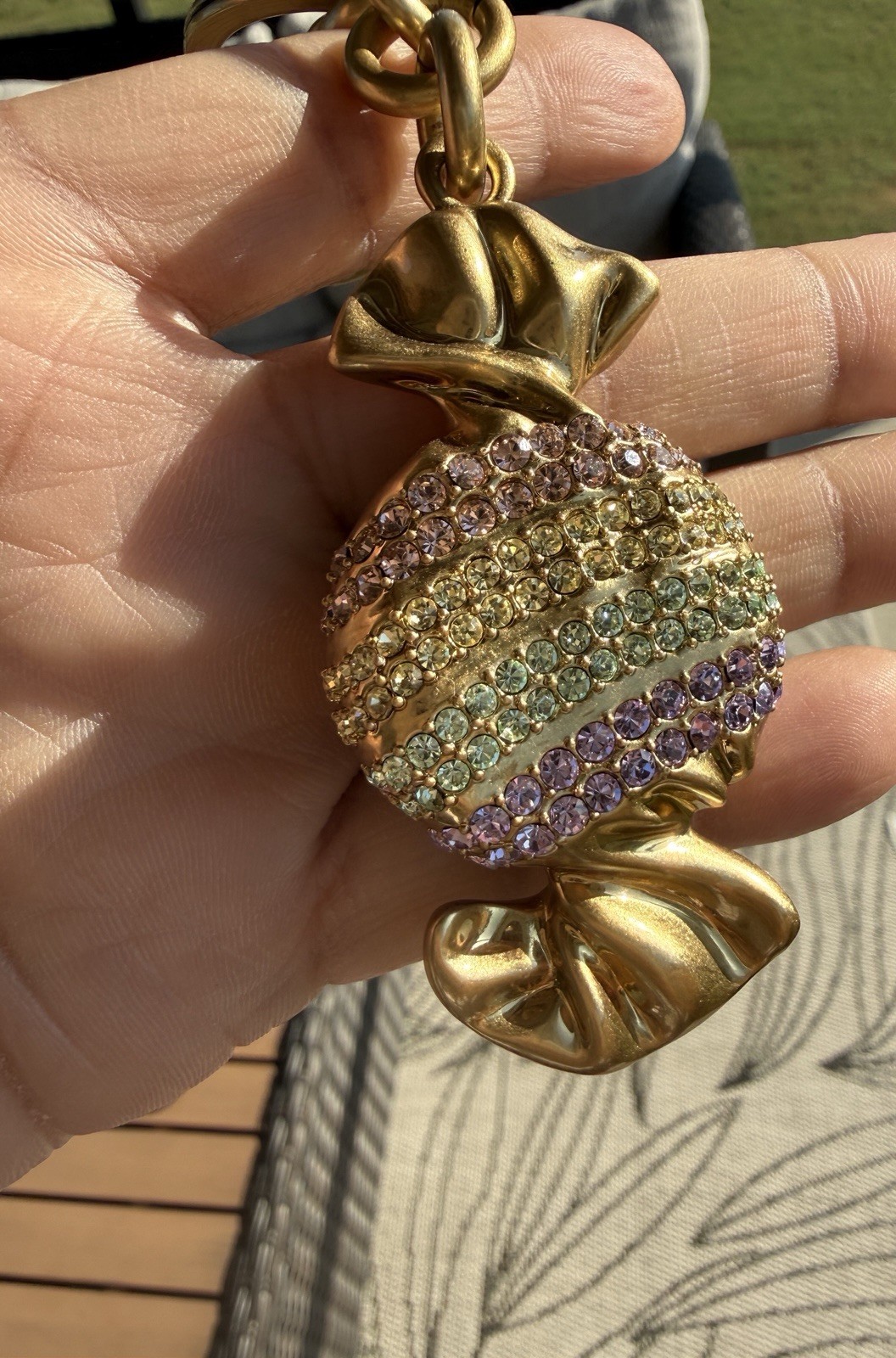 Authentic COACH Candy Bag’s Charm Rainbow Pavé Crystals FOB Brass/Multi CDD09