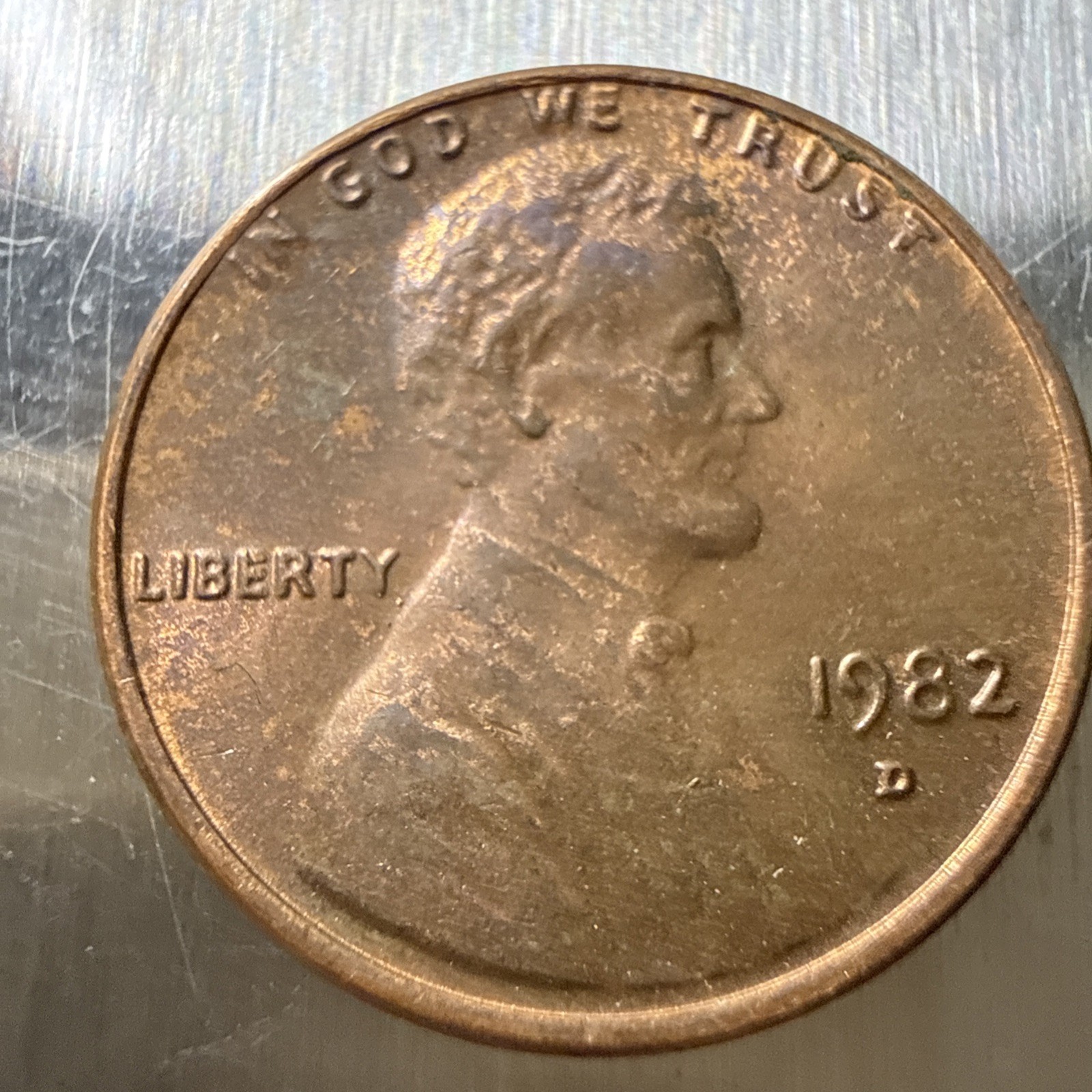 1982-D Denver Lincoln Memorial Penny Error In Copper BN 3.1 Grams Large Date 1982-D Denver Lincoln Memorial Penny Error In Copper BN 3.1 Grams Large Date