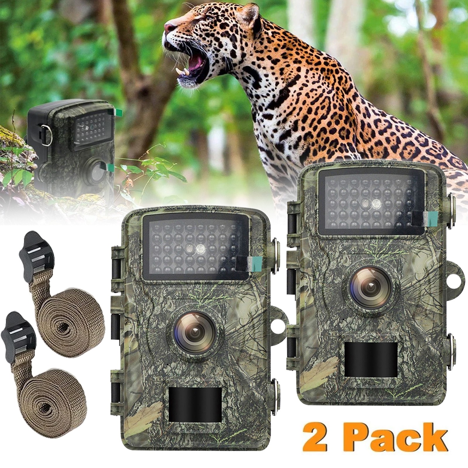 2 PACK 1080P Hunting Game Trail Camera 2.5K Wildlife Waterproof Cam Night Vision
