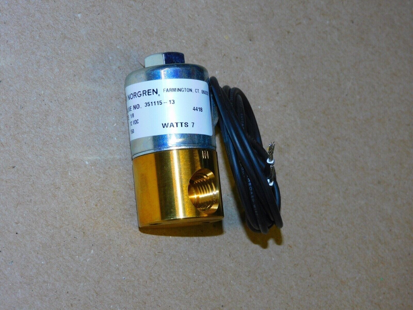 Norgren 351115-13 S3 2WNC KIP Solenoid Valve 1/4NPT Grom EPR 12VDC NEW