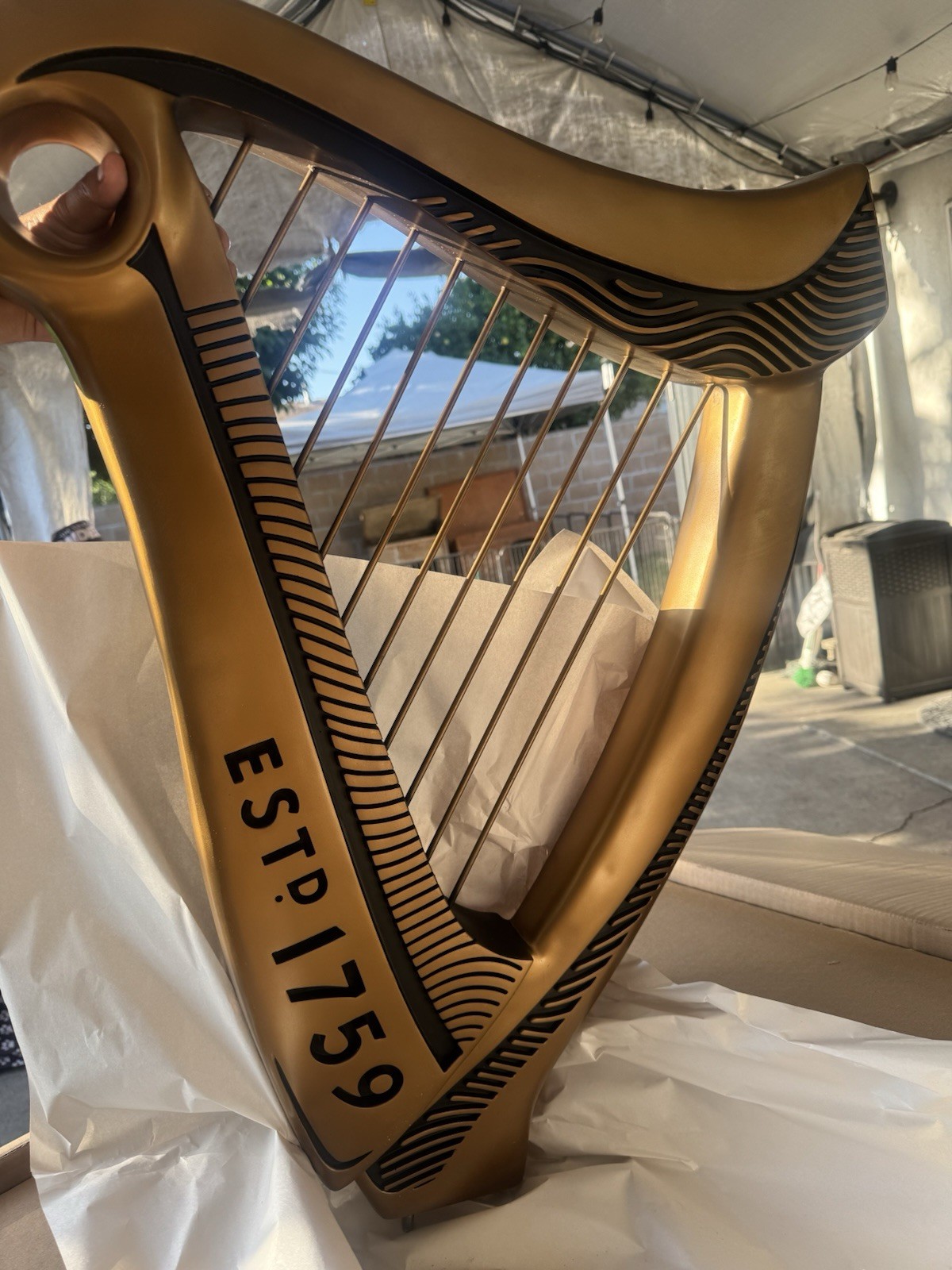 Vintage Guinness Harp Beer Display Sign – Large Bar Pub Advertising