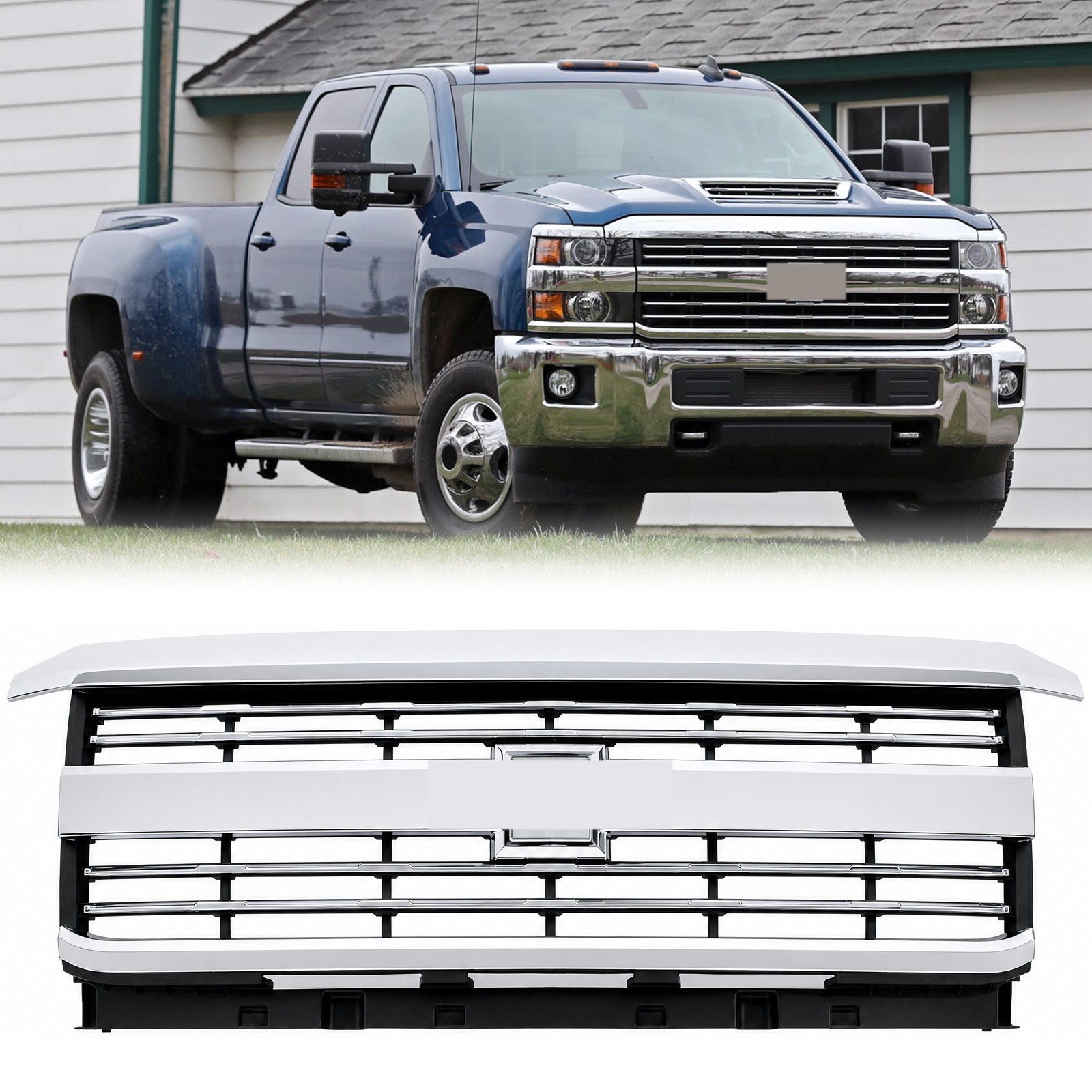 For 2015-2019 Chevrolet Silverado 2500 HD 3500 HD Front Bumper Grille Chrome