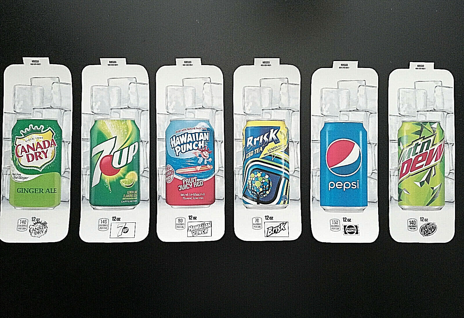 (6) Royal Vendors Chameleon CUSTOM 12 oz Can Vend Labels - Flavor Strips