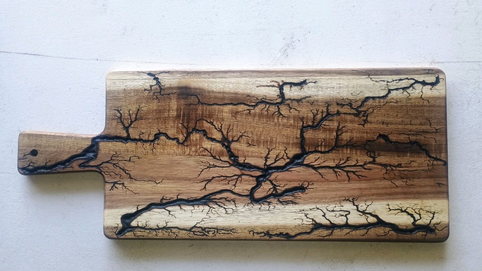 Reversible Fractal Wood Charcuterie Board Paddle Lichtenberg Burn Serving Tray