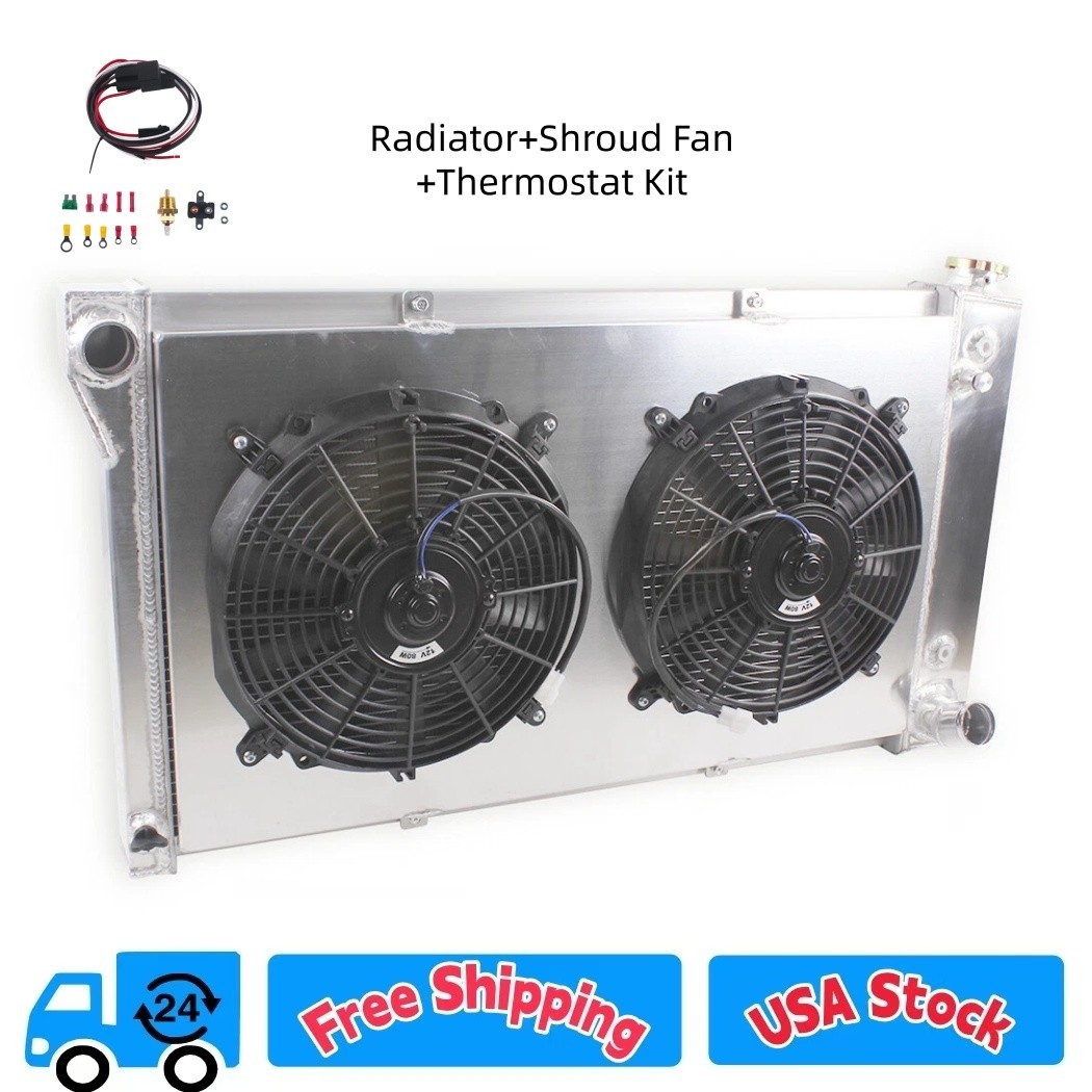 Fits GMC C/K Blazer Jimmy 1967-1972 CC369 3 Row Aluminum AT Radiator+Shroud Fan