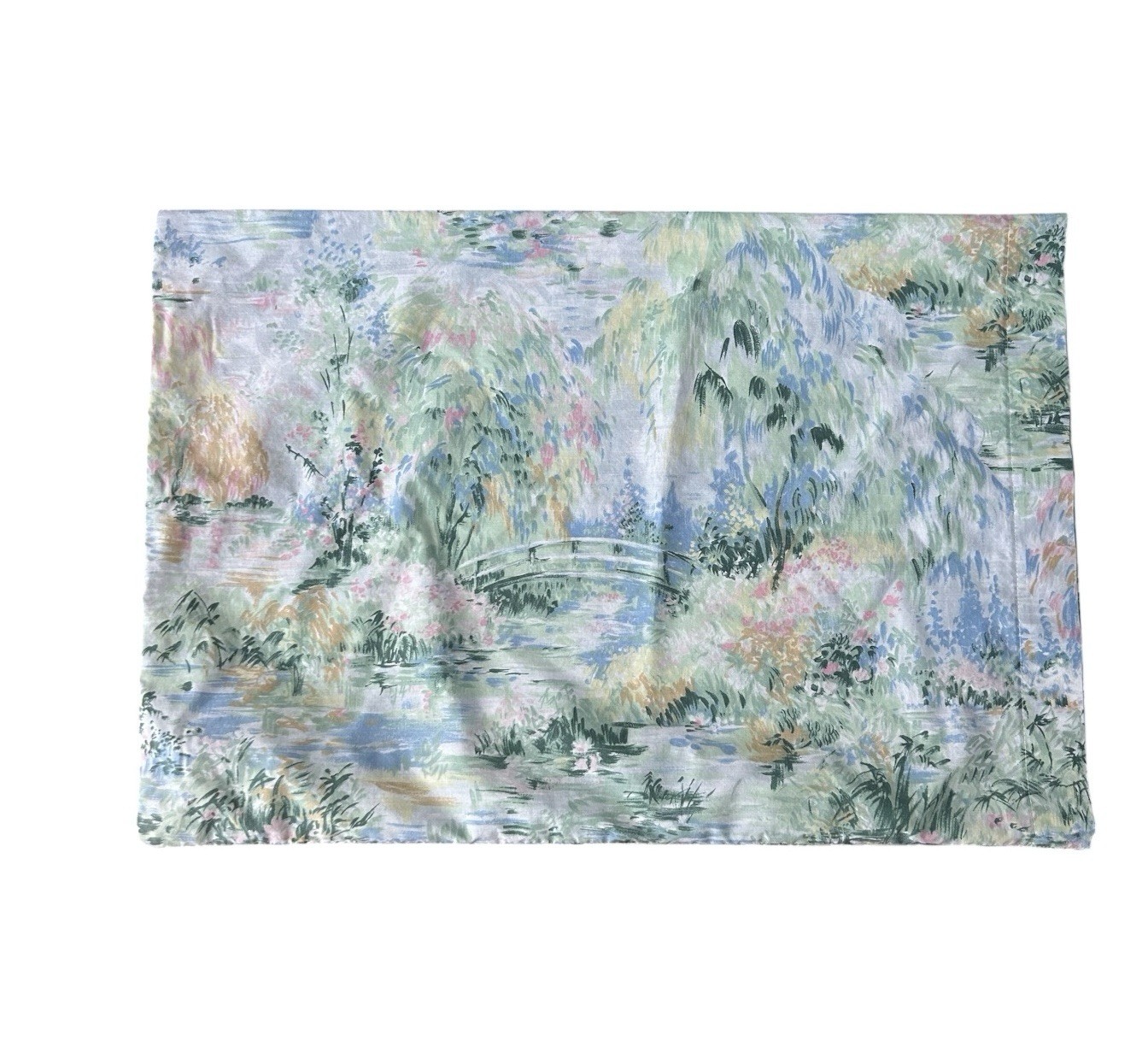 VTG Monet\'s Water Lillies Impressionist Standard Pillowcase Multicolor 80s