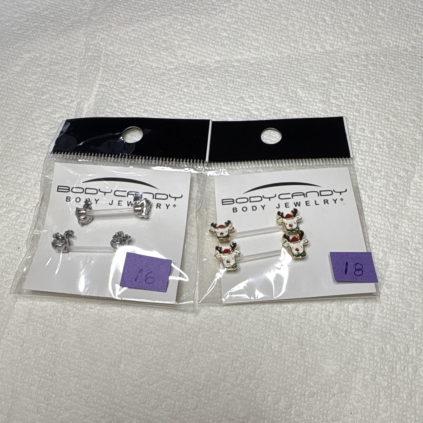 Lot of 2 Body Candy Retainers - 16G & 18G Holiday Piercing Jewelry Lot of 2 Body Candy Retainers - 16G & 18G Holiday Piercing Jewelry