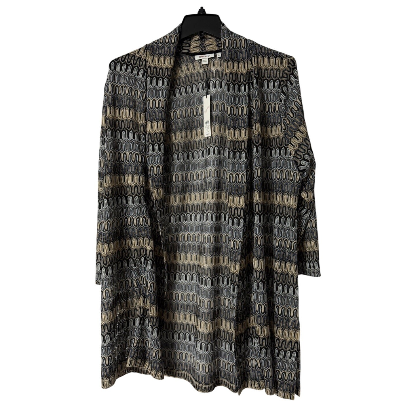 NWT Chicos Travelers Womens Long Sleeve Knit Chevron Cardigan Jacket 2 Large NWT Chicos Travelers Womens Long Sleeve Knit Chevron Cardigan Jacket 2 Large
