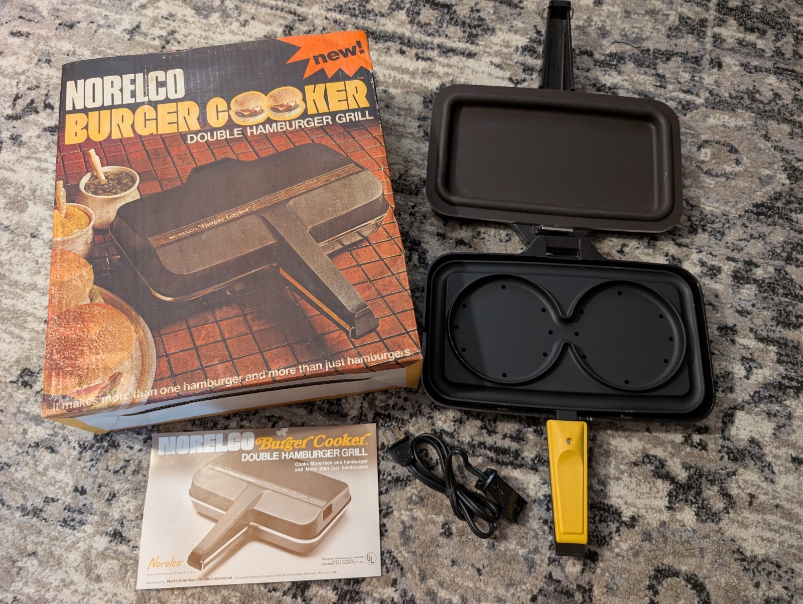 NOS Vintage Norelco Burger Cooker Double Sided Hamburger Grill/Griddle Made USA NOS Vintage Norelco Burger Cooker Double Sided Hamburger Grill/Griddle Made USA