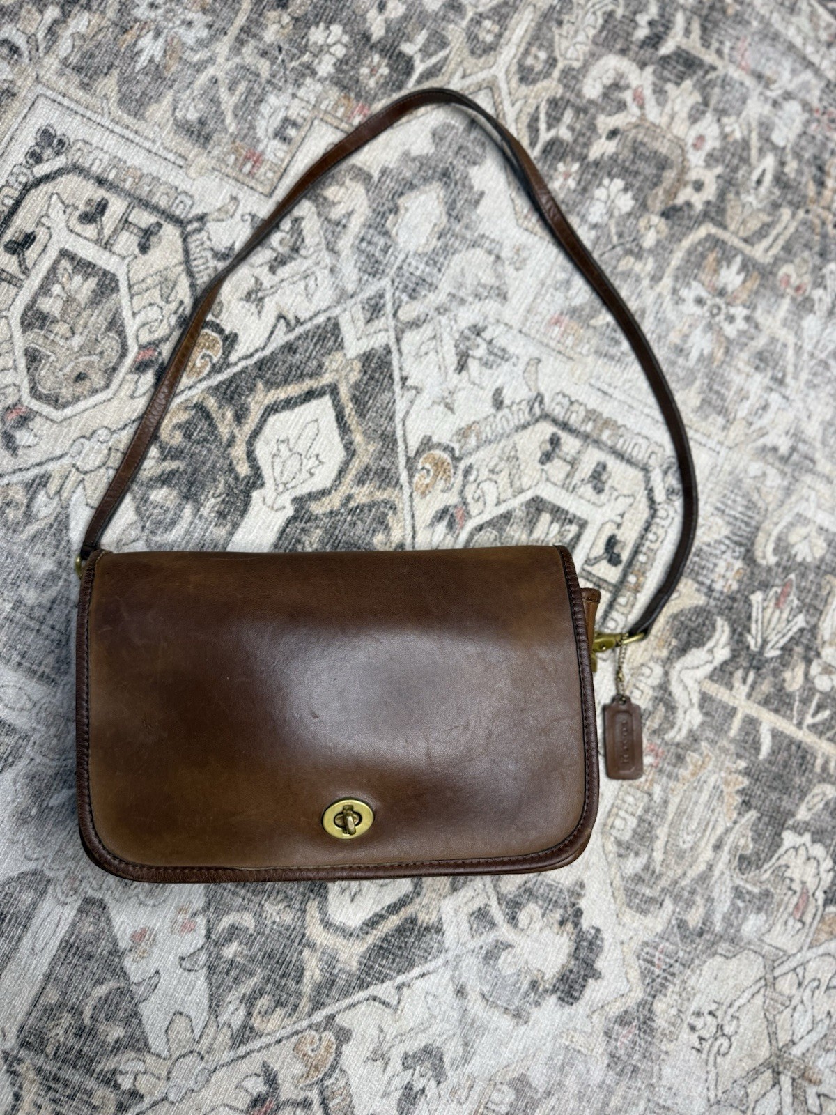 Rare NYC Vintage Coach Convertible Clutch 9635 Mahogany Brown Leather USA 80s