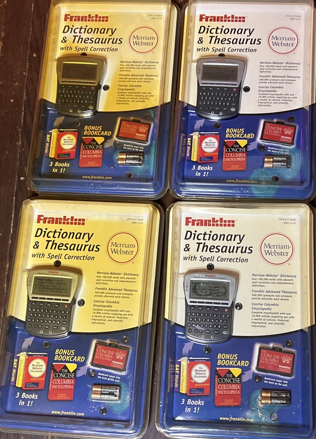 X4 Franklin Merriam-Webster's Electronic Dictionary & Thesaurus MWX-1470 NEW X4 Franklin Merriam-Webster's Electronic Dictionary & Thesaurus MWX-1470 NEW