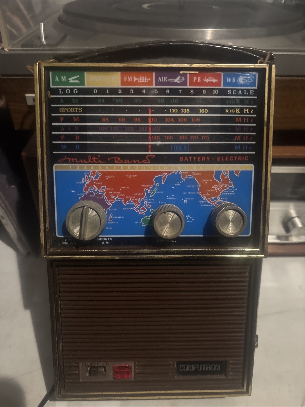 Vintage Comutron Multiband Radio with World Map – Parts or Repair