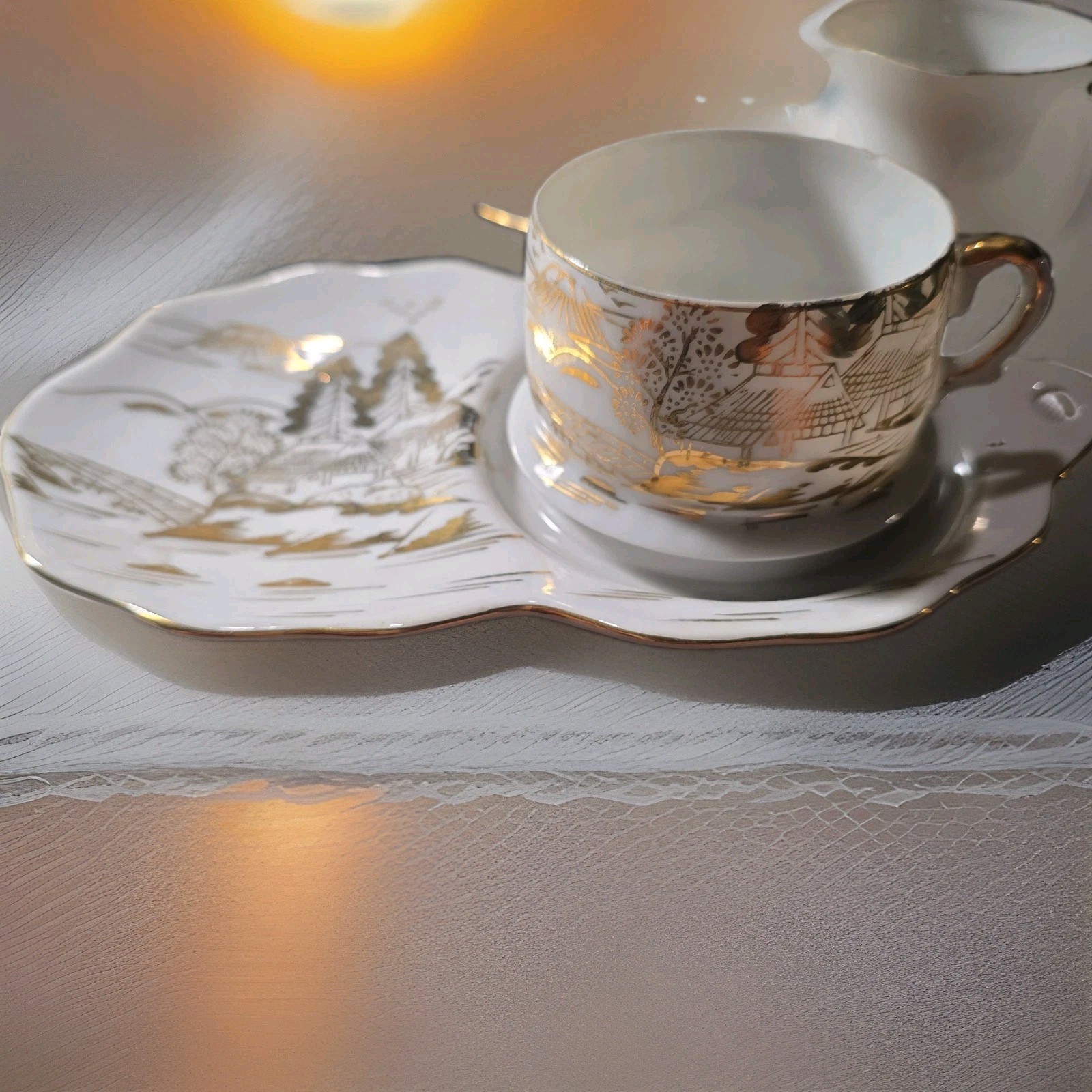 Hayasi Kutani fine china snack or luncheon Tea set