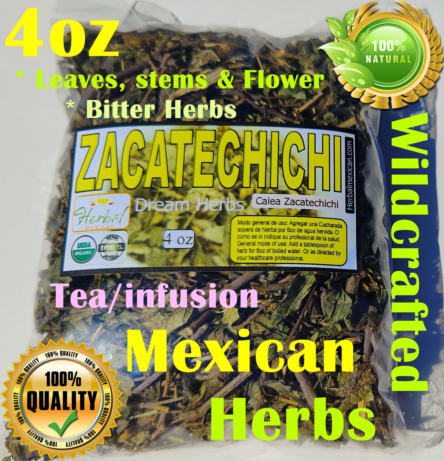 4oz Zacatechichi Hierba/te,Calea zacatechichi,Dream Herb,Hierba de los sueños 
