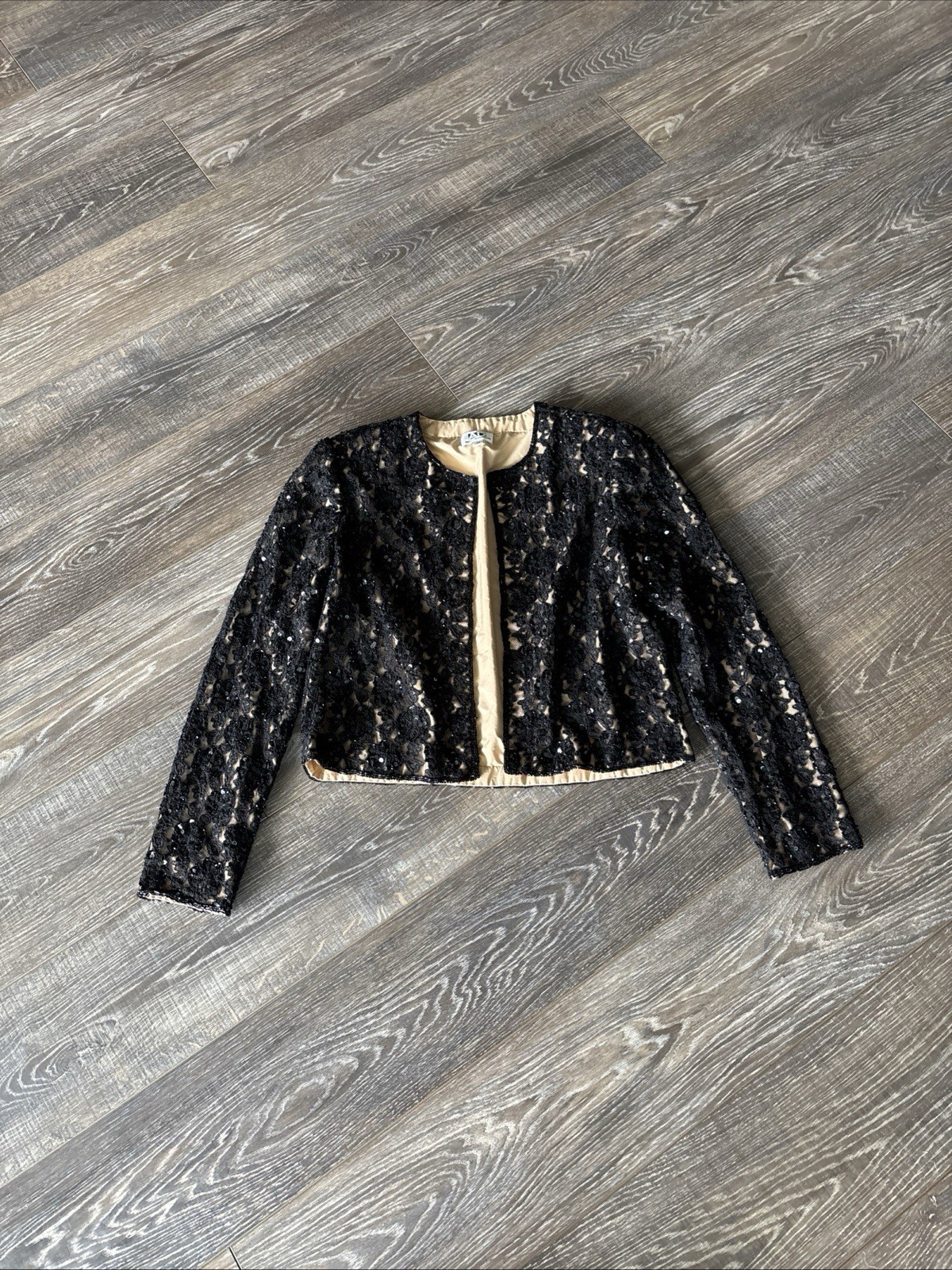 Vtg 90’s Andretta Donatello Sequin Formal Black Jacket Size MEDIUM