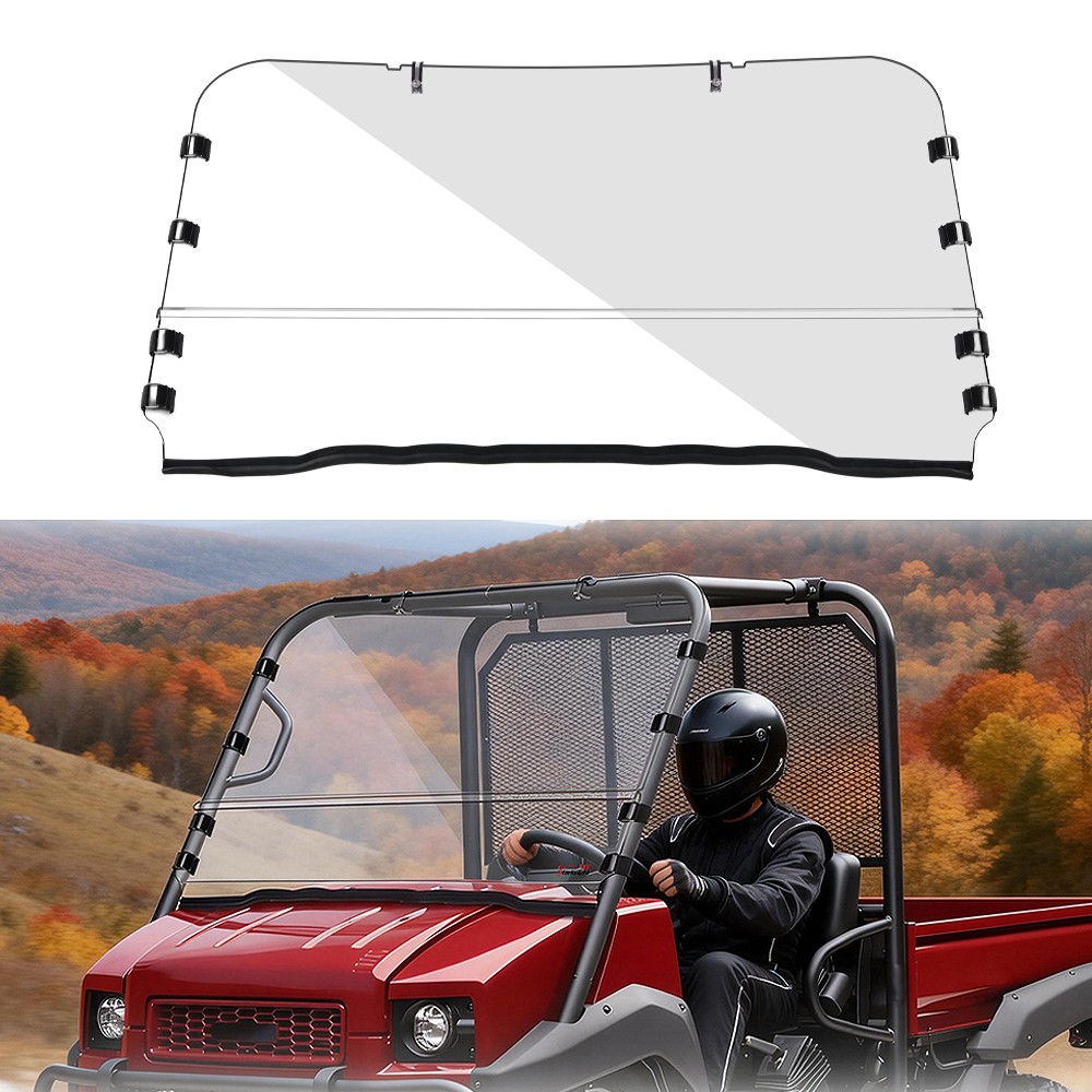 2-In-1 Front Windshield Clear Full /Half Window for Kawasaki Mule 4000 2009-2026 2-In-1 Front Windshield Clear Full /Half Window for Kawasaki Mule 4000 2009-2026