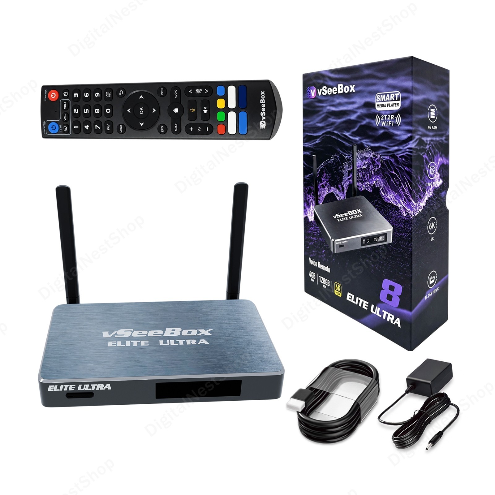 vSeeBox Elite Ultra TV Box 8K Support with  4GB+128GB Voice Remote Android OS