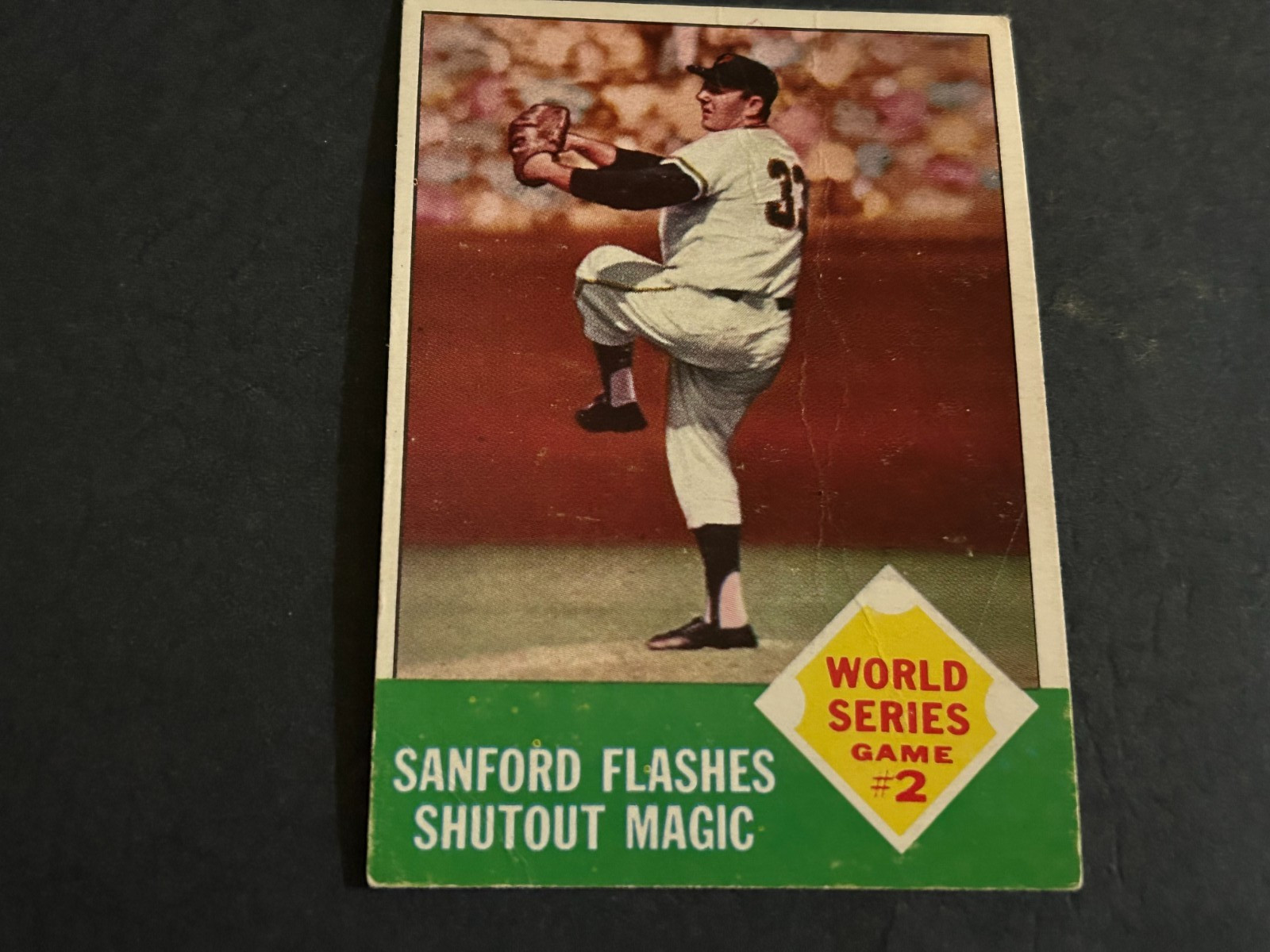 1963 Topps #143 World Series Game #2 Jack Sanford..VG Creased..Free Shipping 1963 Topps #143 World Series Game #2 Jack Sanford..VG Creased..Free Shipping