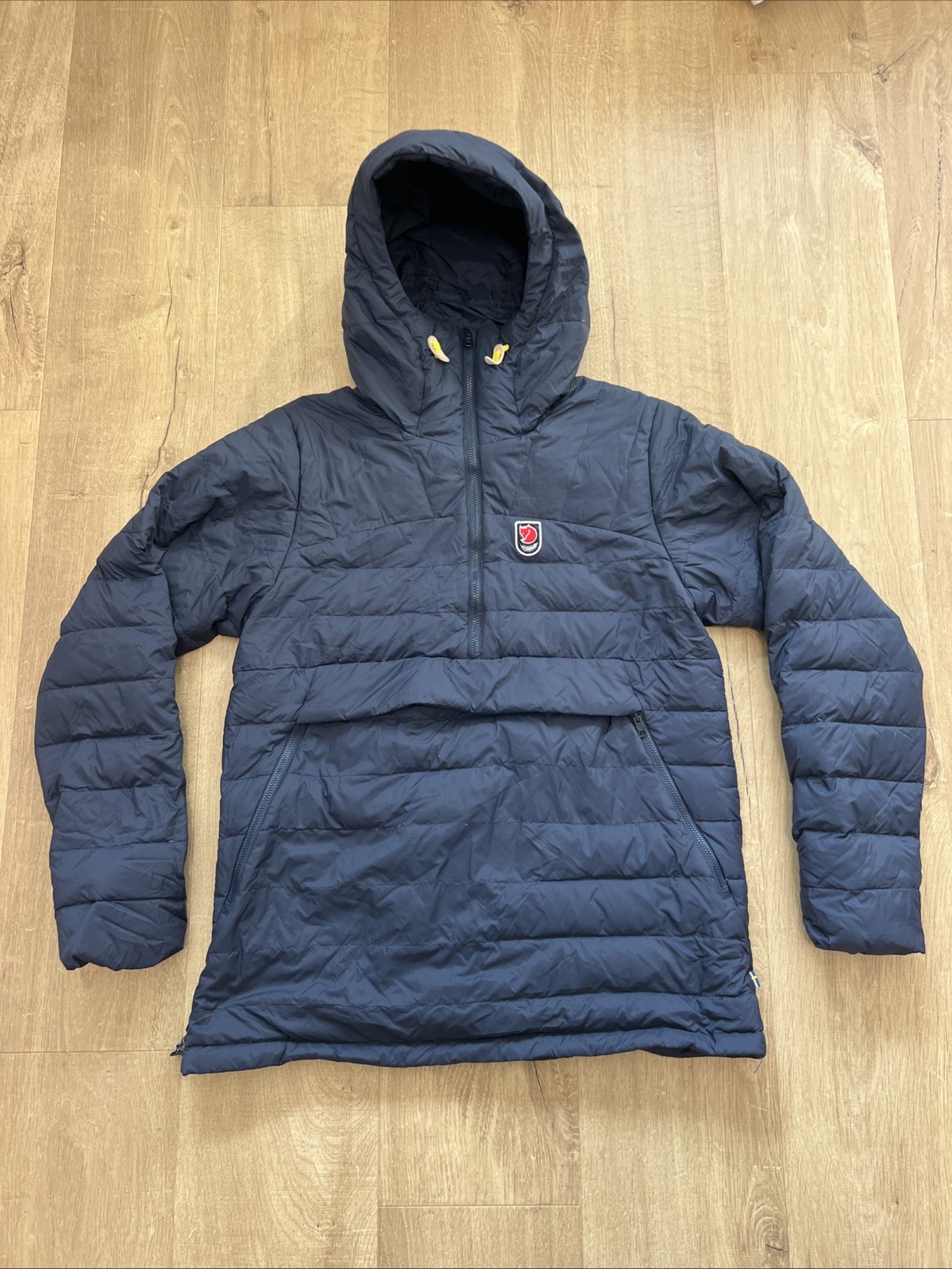 FjallRaven 1974 Expedition Pack Down Anorak Navy Blue Hooded Women\'s size Small
