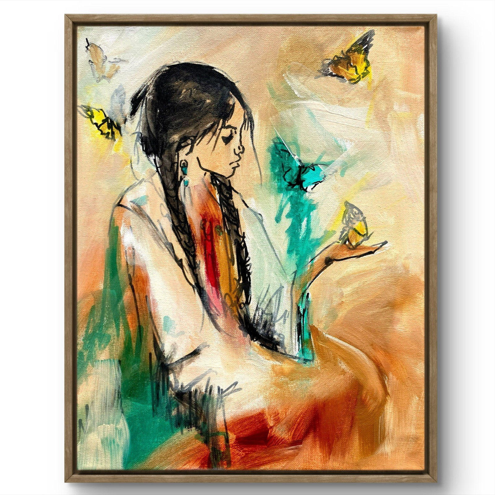 TITA PAINTZ Beautiful Girl Surrounded by Butterflies Original Handmade 11x14 Art