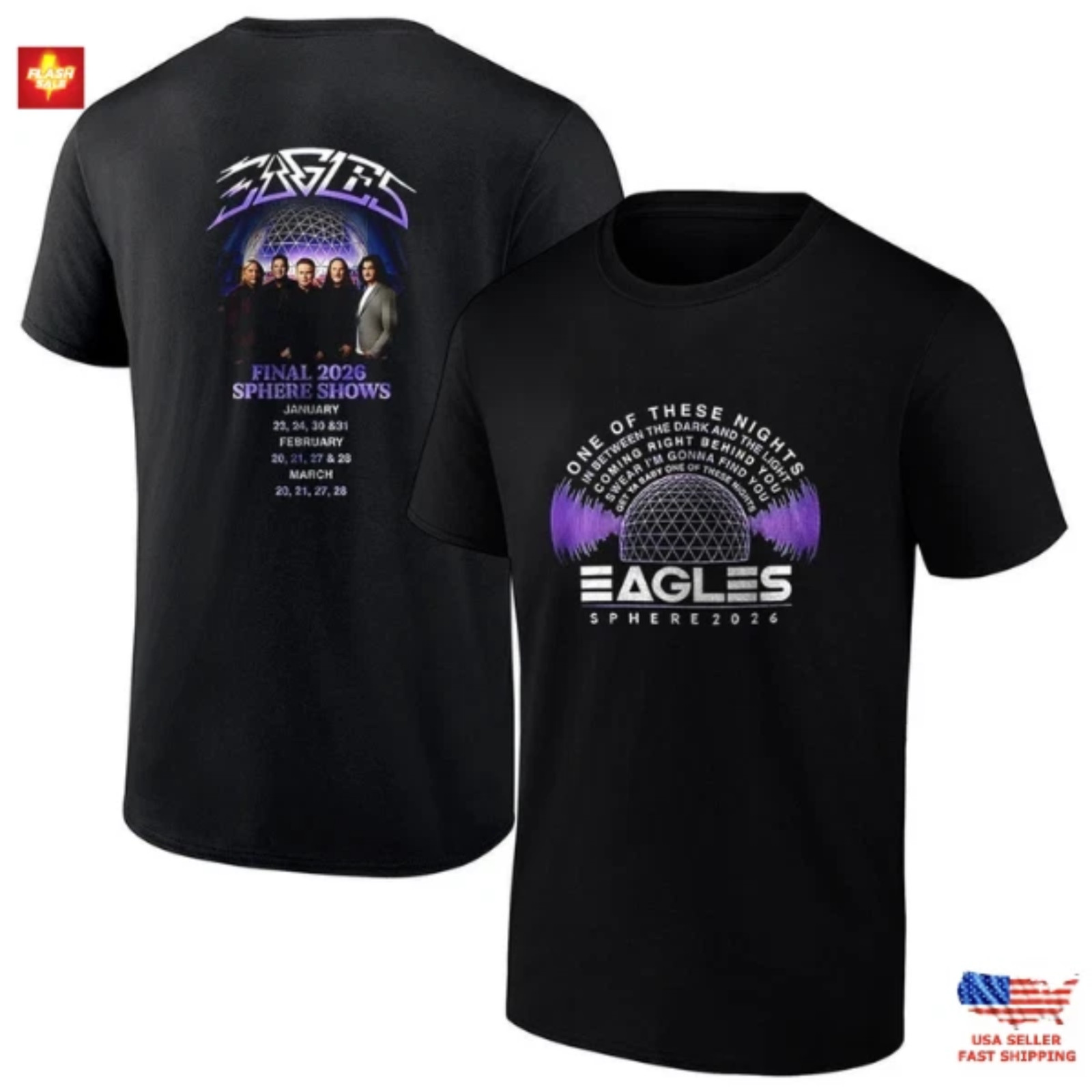 Eagles Sphere 2026 One Of These Nights Classic Rock Concert Graphic T-Shirt