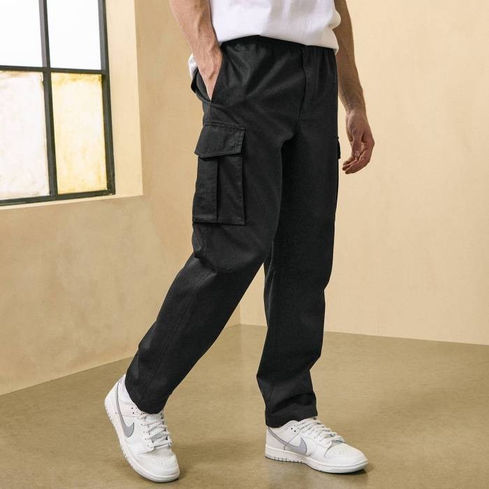 CSG Men\'s Everett Cargo Pants Standard Fit Tapered Leg Size 2XL Black