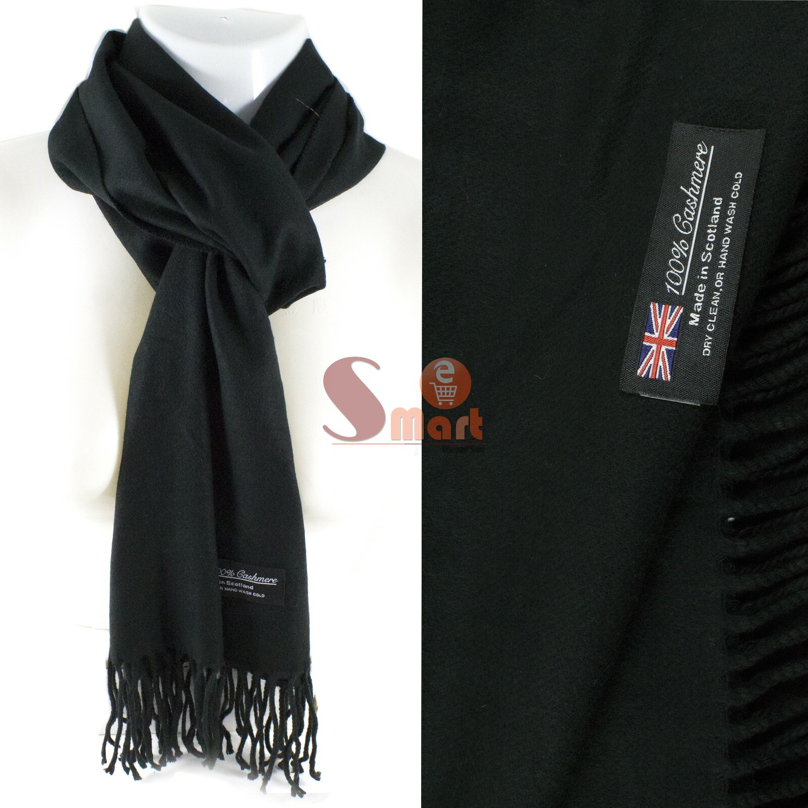 Winter Unisex 100% Cashmere Plaid Scotland Made Solid Striped Scarves Wool Scarf