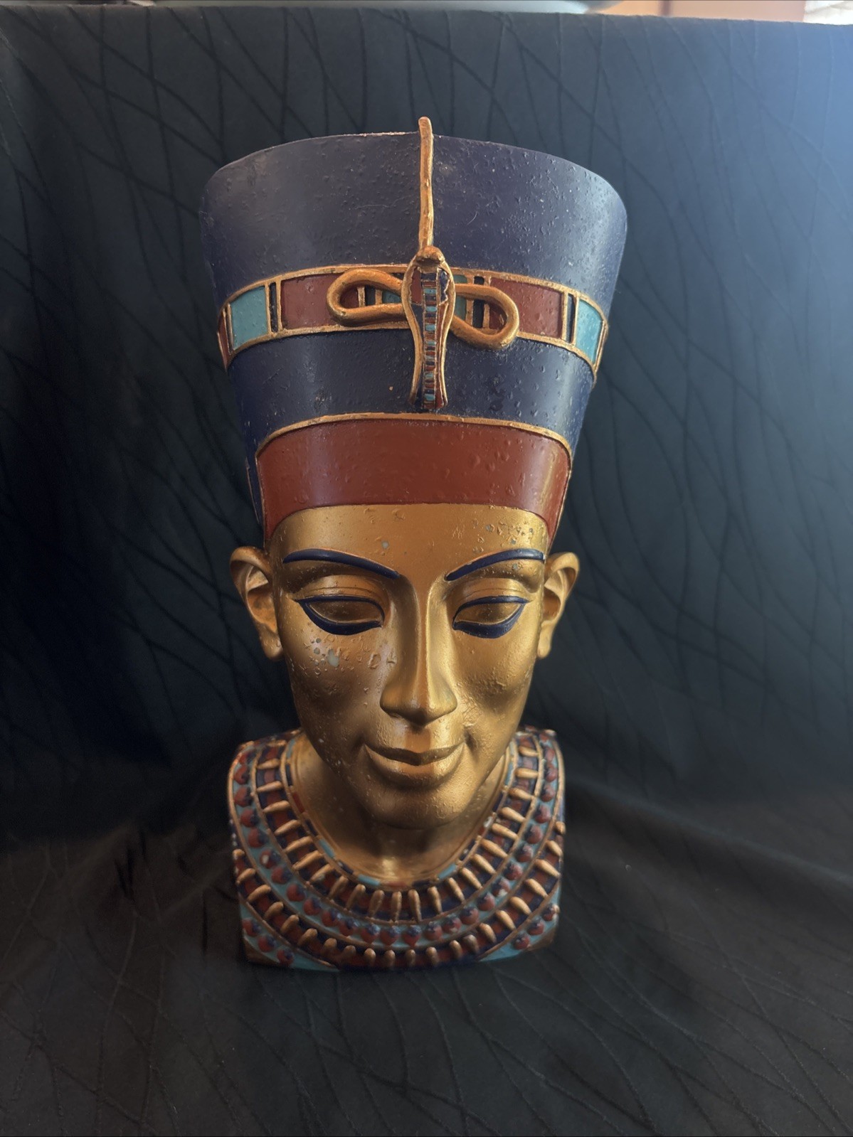 UNIQUE PHARAONIC ANCIENT EGYPTIAN Queen Nefertiti Head Colored Statue (WR)