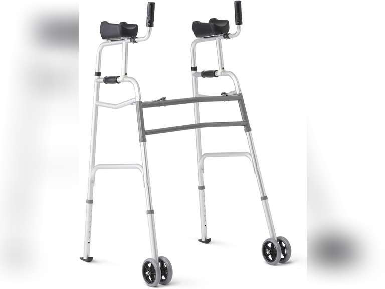 Medline Upright Walker with 5” Dual Wheels, Forearm Armrests 300 lb capacity