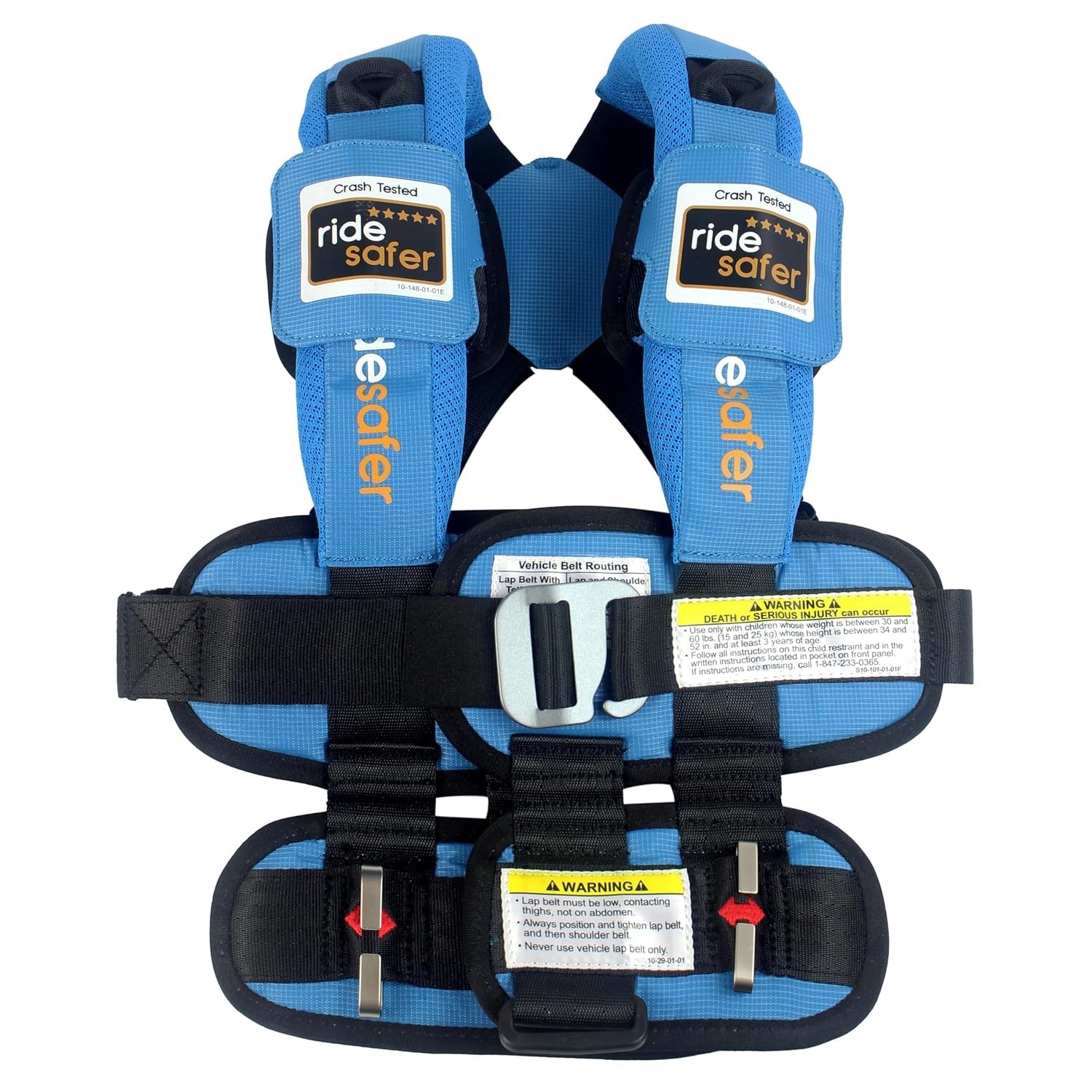 RideSafer Large Portable Car Seat Vest Blue Child Travel Safety Harness System