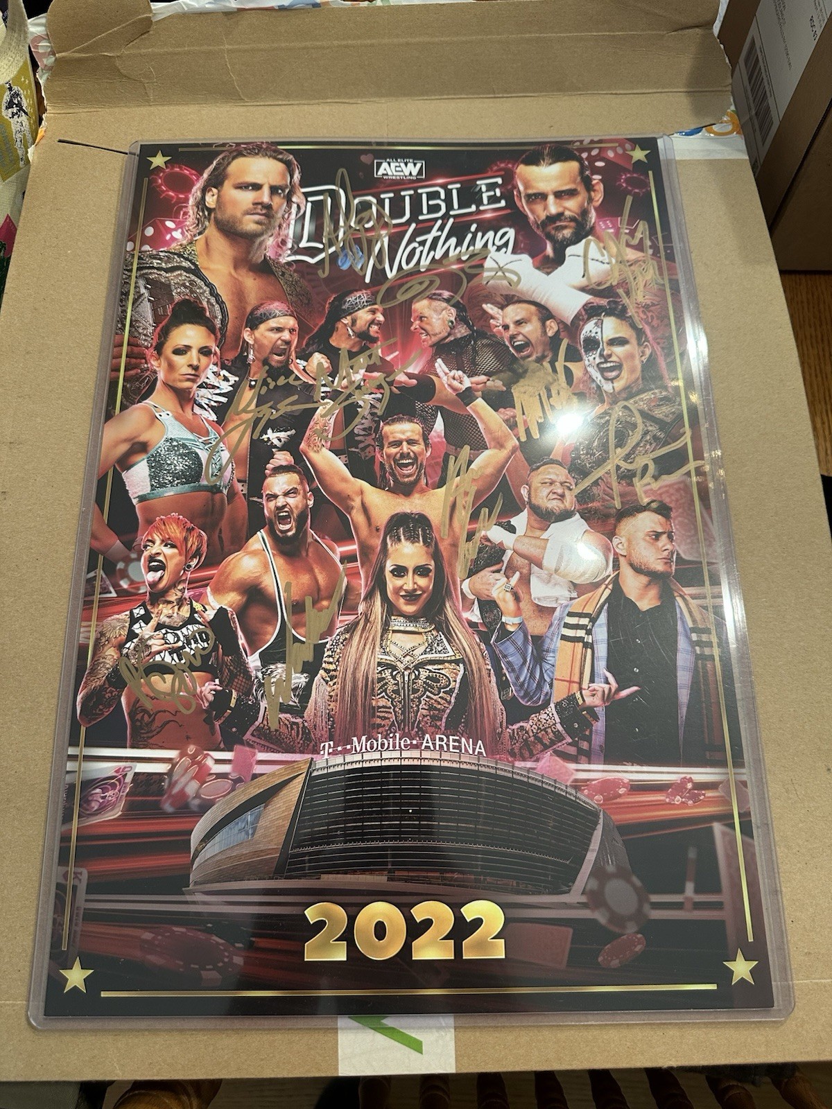 AEW Signed Poster CM Punk Hardy Boys Young Bucks Double Or Nothing Adam Page AEW Signed Poster CM Punk Hardy Boys Young Bucks Double Or Nothing Adam Page