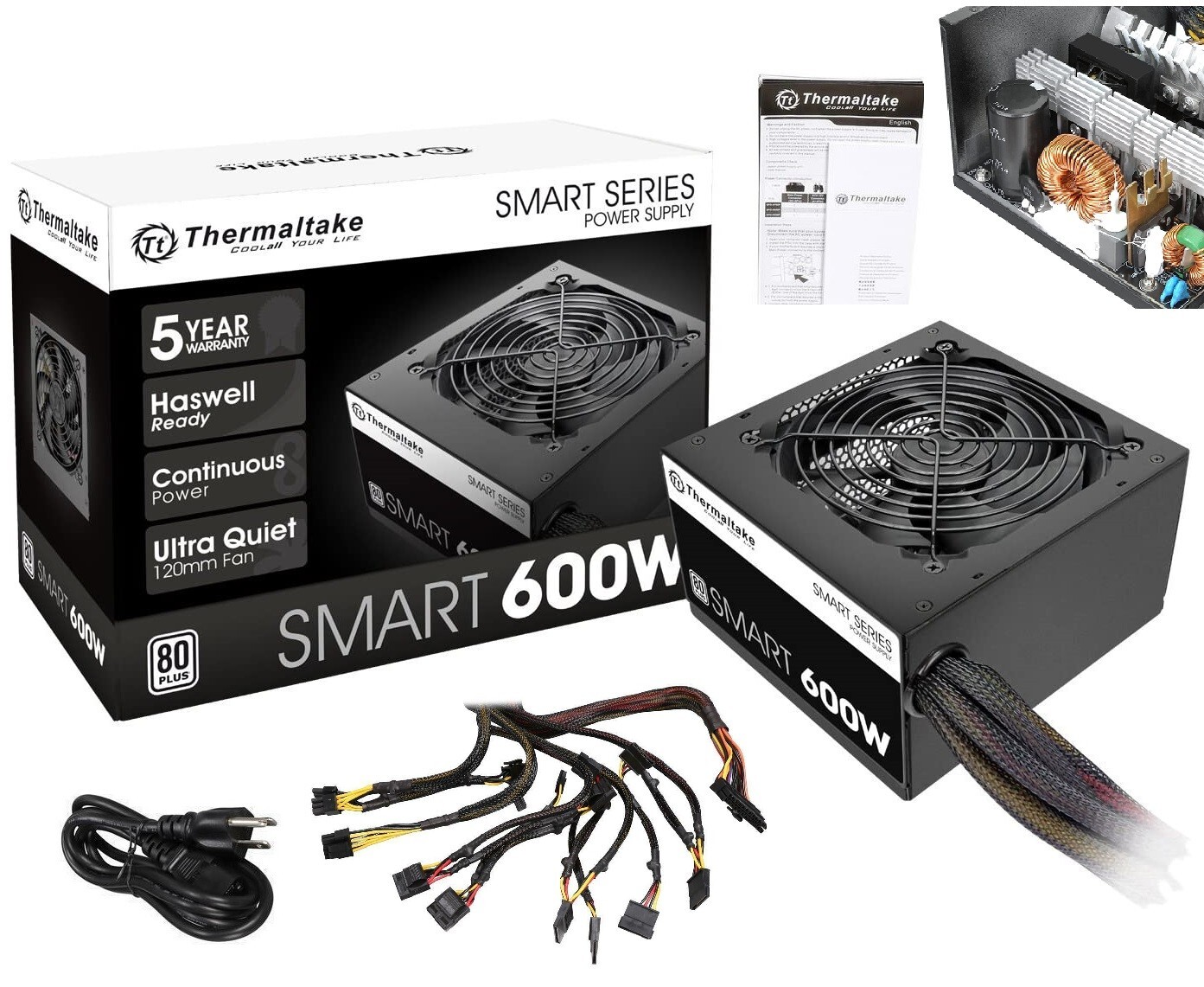 Thermaltake SMART 600W ATX 12V V2.3EPS 80 Plus Certified Active PFC Power Supply Thermaltake SMART 600W ATX 12V V2.3EPS 80 Plus Certified Active PFC Power Supply
