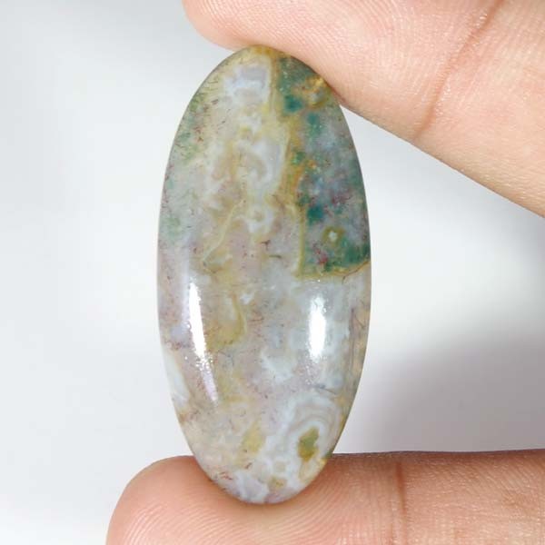 100% NATURAL Green & Red Moss Agate Transparent Oval Cabochon Loose Gemstone m25