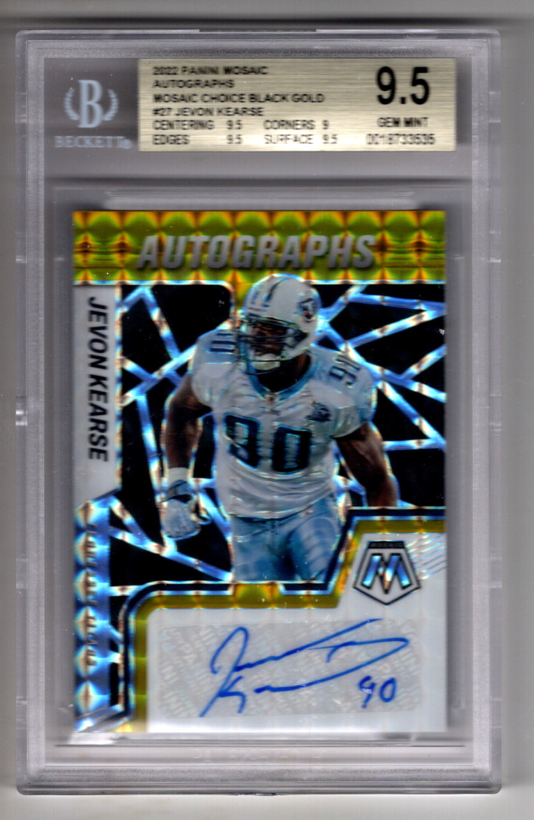 2022 Panini Mosaic Auto Mosaic Choice Black Gold#27 Jevon Kearse 4/8 BGS 9.5 2022 Panini Mosaic Auto Mosaic Choice Black Gold#27 Jevon Kearse 4/8 BGS 9.5