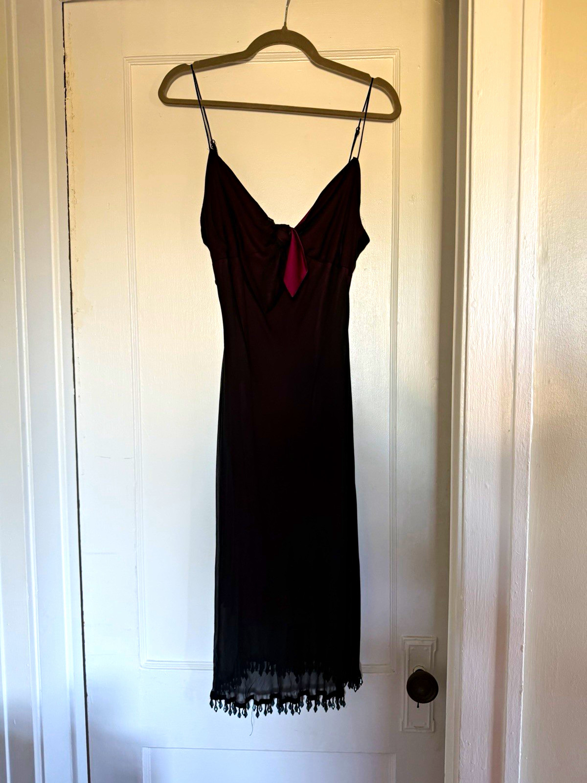 Rare Archival Betsey Johnson Silk Chiffon Slip Dress Beaded Hem Black/Purple Rare Archival Betsey Johnson Silk Chiffon Slip Dress Beaded Hem Black/Purple