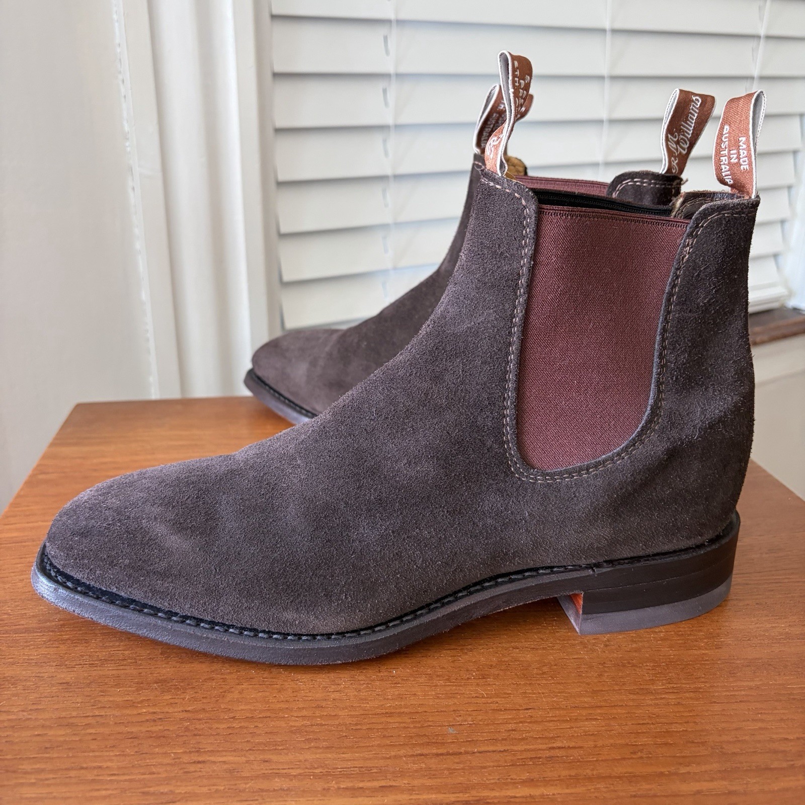 WORN 1x - 2008 MADE RM WILLIAMS 9G 10D US BROWN SUEDE CHELSEA BOOTS 9 G 10 D