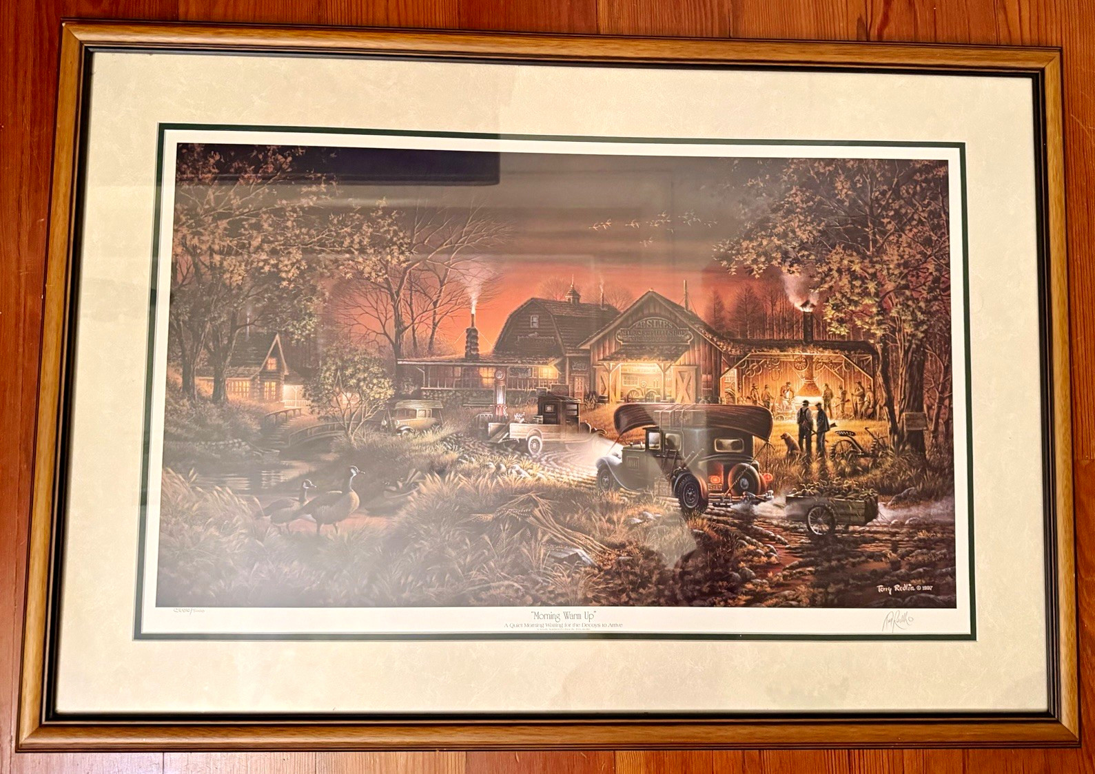 Terry Redlin Morning Warm Up 1997 Signed Numbered Framed Matted Print