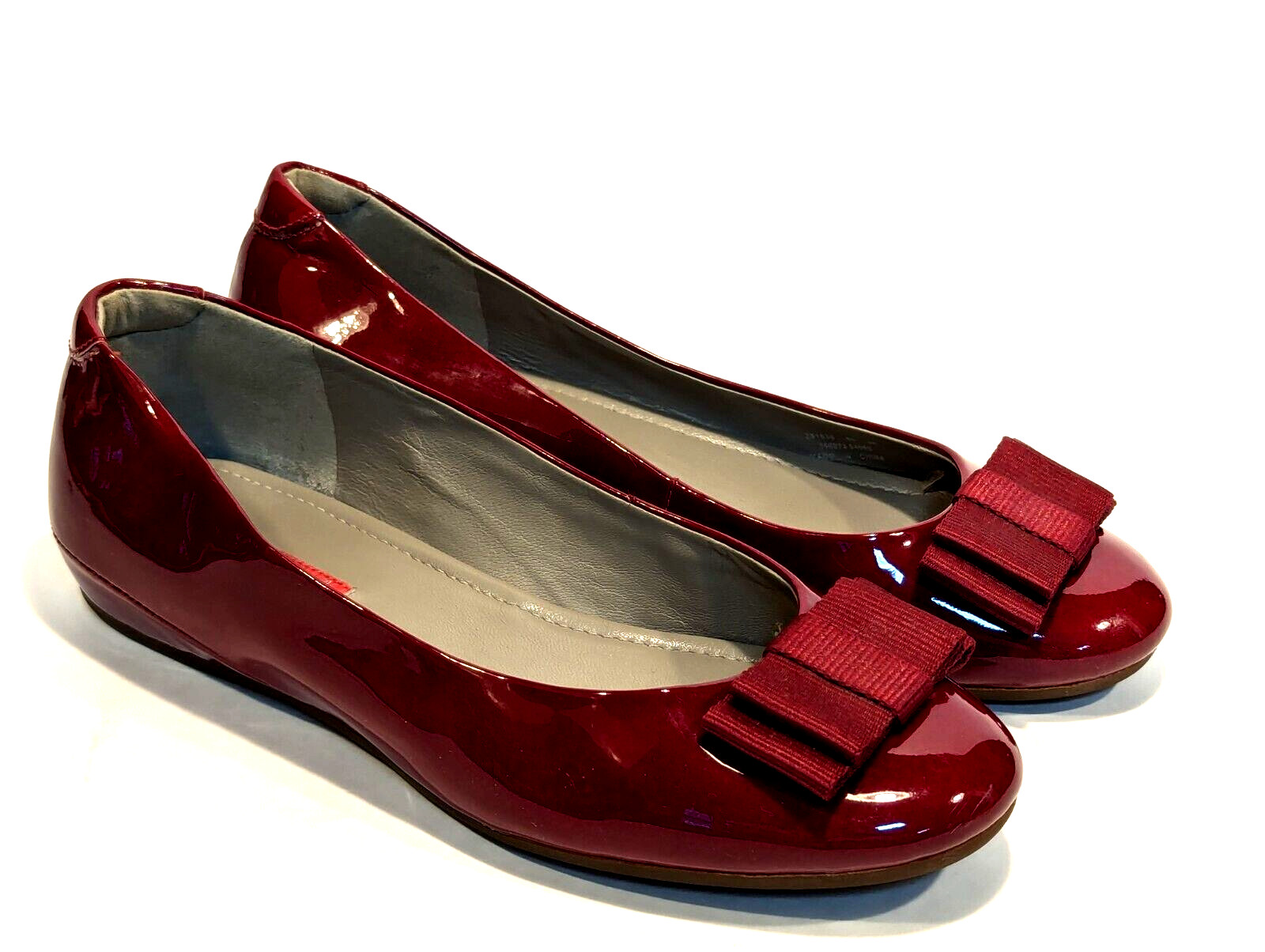 Ecco Owando Bow Ballet Flat Womans 38 US 7/7.5 Red Patent Leather Slip On