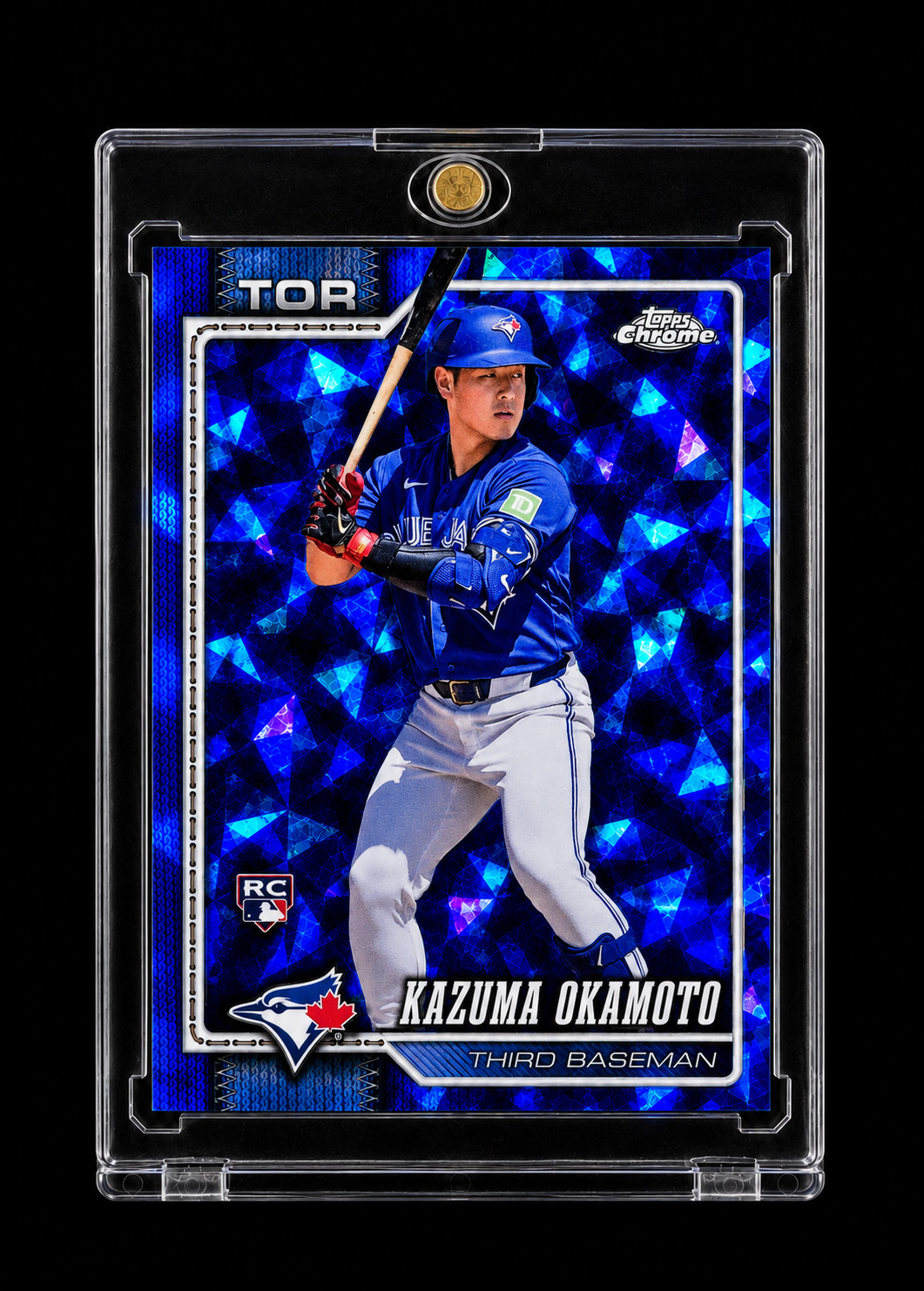KAZUMA OKAMOTO BLUE DIAMOND ROOKIE REFRACTOR HOLO ATOMIC ICE SP Prizm BLUE JAYS