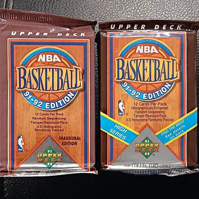2-Upper Deck 1991-92 NBA Basketball both Series Inaugural Edition 2 Packs (12) 2-Upper Deck 1991-92 NBA Basketball both Series Inaugural Edition 2 Packs (12)