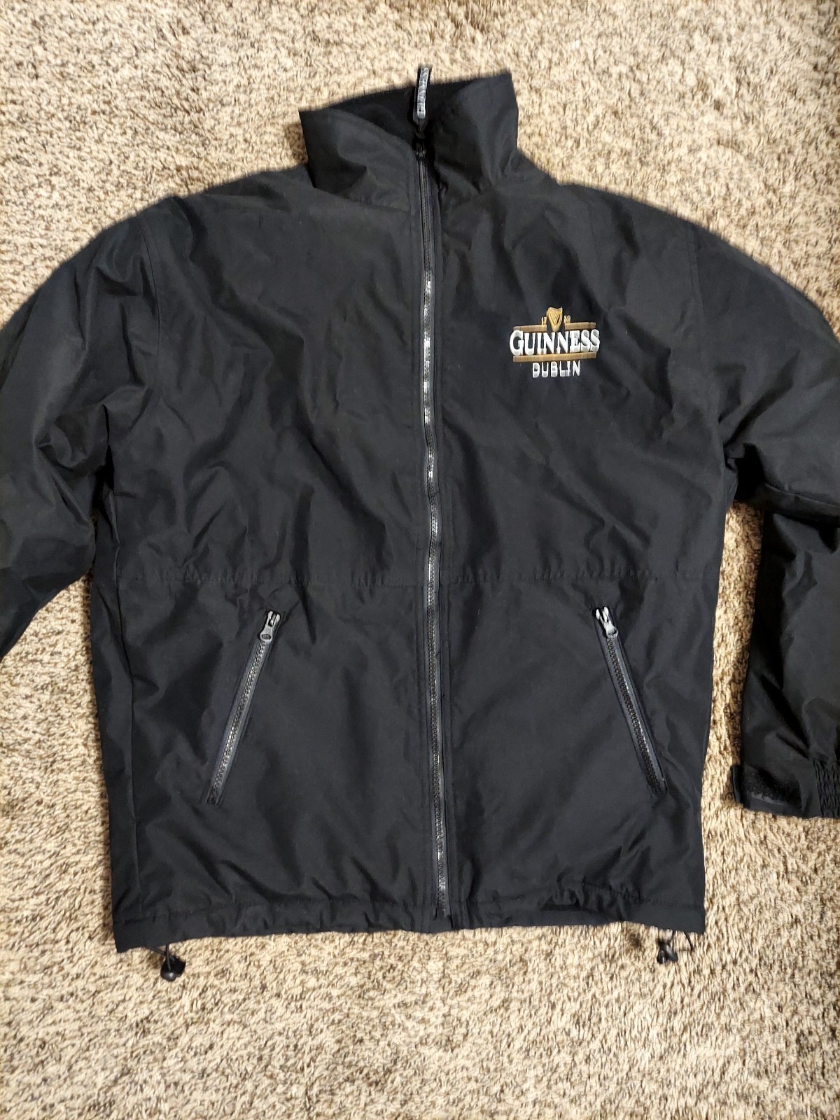 Guinness Dublin Brewery Beer Jacket Men Size Medium Black Used