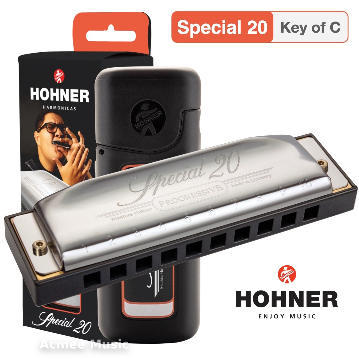 Hohner Special 20 Diatonic Harmonica SPC-20 w/ Case, Key of C D G A E F Bb Eb Ab
