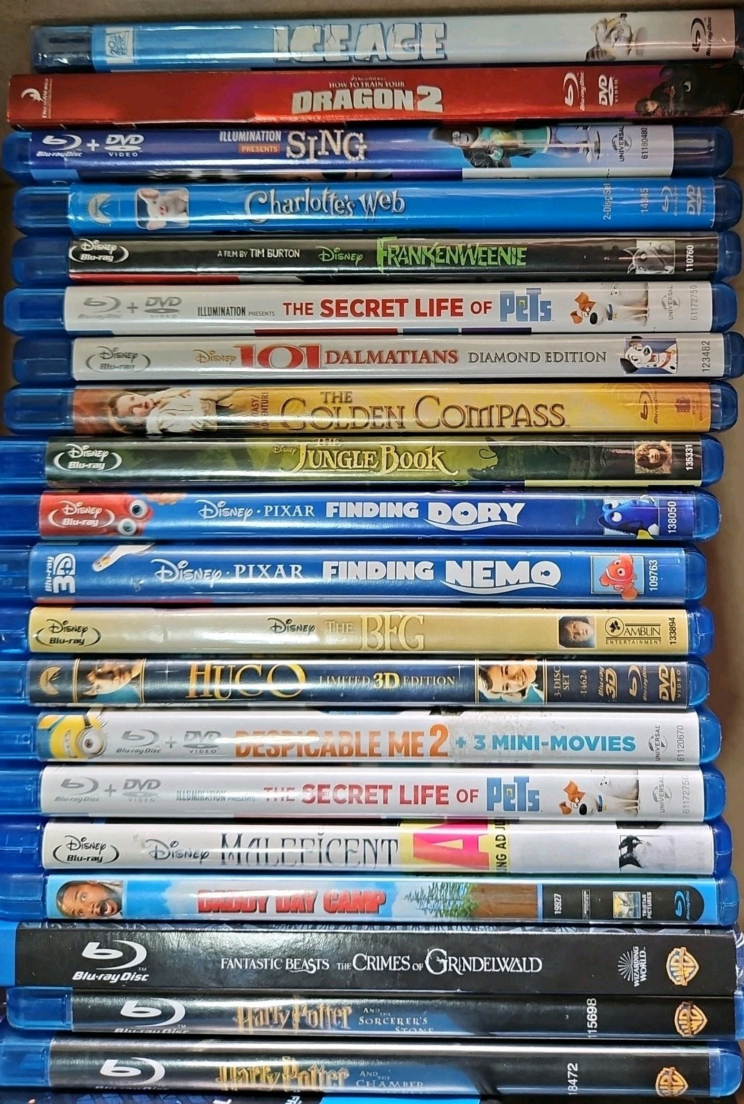 Lot of 20 Children\'s/YA Movies on Blu-Ray Pixar, Disney, Harry Potter, Nemo