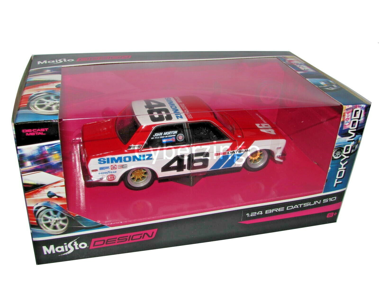 BRE Datsun 510 Maisto Red White Tokyo Mod 1:24 Diecast Model Car NEW IN BOX