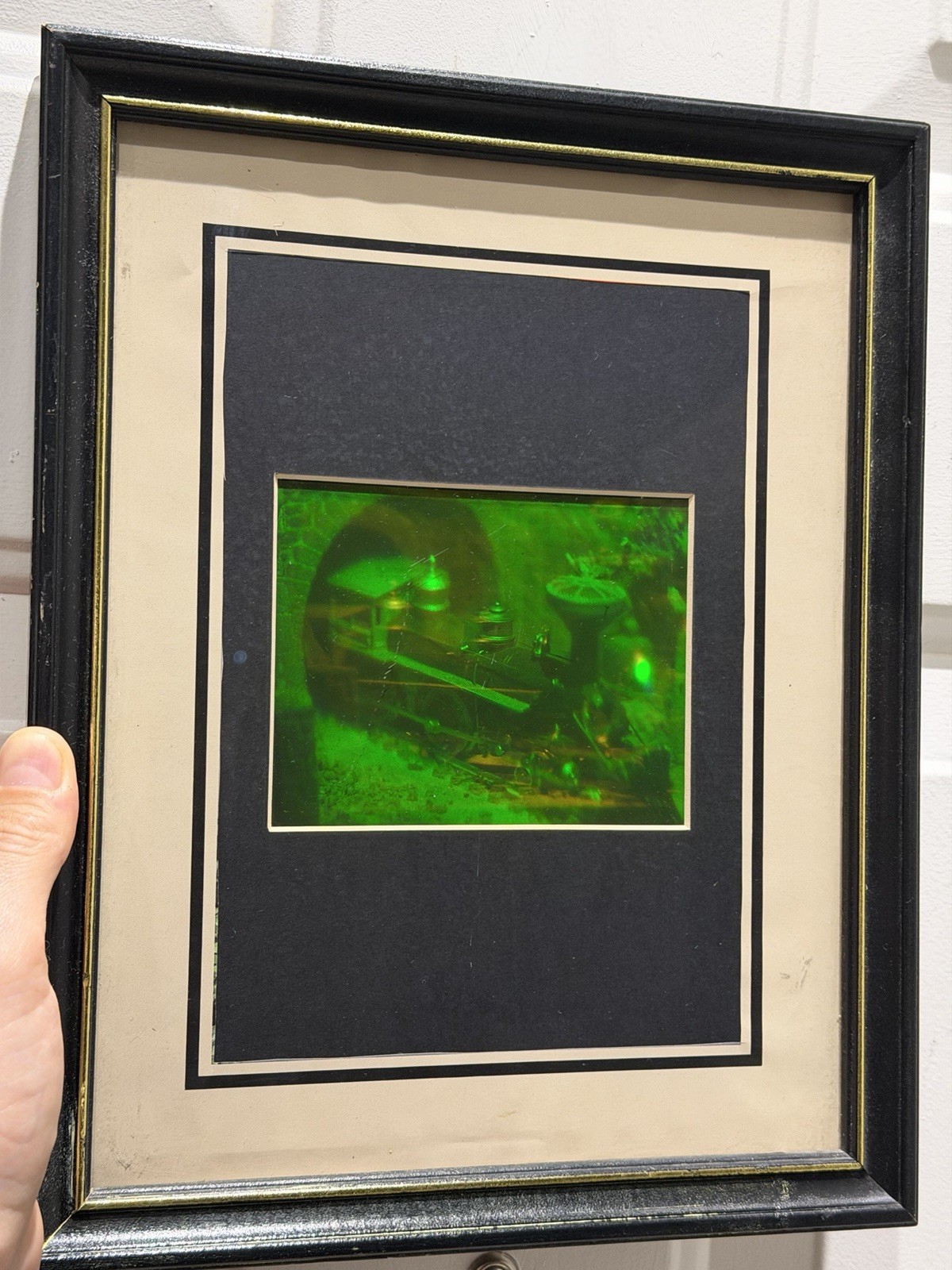 Vintage 3D Hologram Steam Locomotive Train Railroad Framed Holographic Art